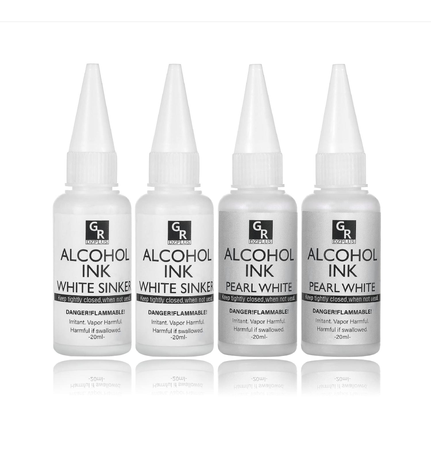 White & Pearl Alcohol Ink Set for Resin Art - 4 Colors | 2x20ml Pearl White | 2x20ml Sinking White - Alcohol Based Ink - Buy Online on GoSupps.com