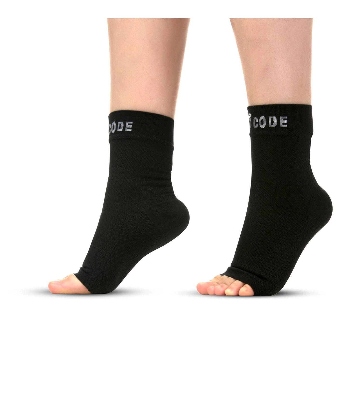 Plantar Fasciitis Foot Sleeves - Compression Socks for Pain Relief & Support | Unisex Black Sizes L & M - Buy Online on GoSupps.com