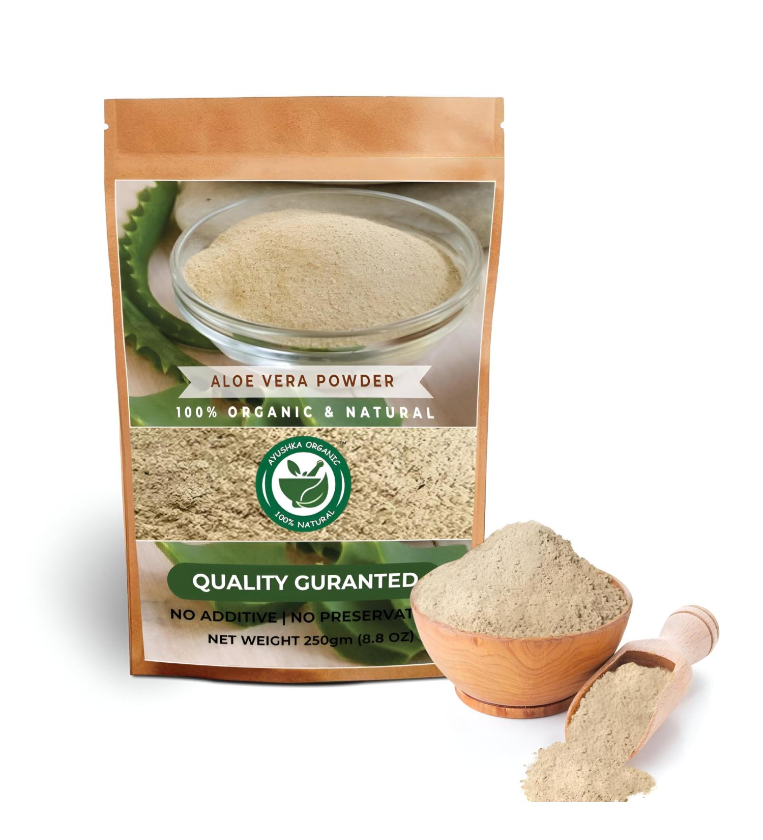Aloe Vera Powder | Aloe barbadensis | Hair Care, Skin Care, and Natural Remedies - 100% Pure, Chemical-Free, No Additives, (250Gm) 8.8 Ounce (Pack of 1) - Buy Online on GoSupps.com