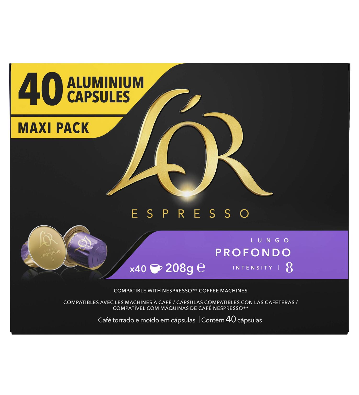  L'Or Espresso L'Or Espresso Lungo Profondo Coffee Intensity 8 Nespresso Compatible 40 Capsules - Buy Online on GoSupps.com