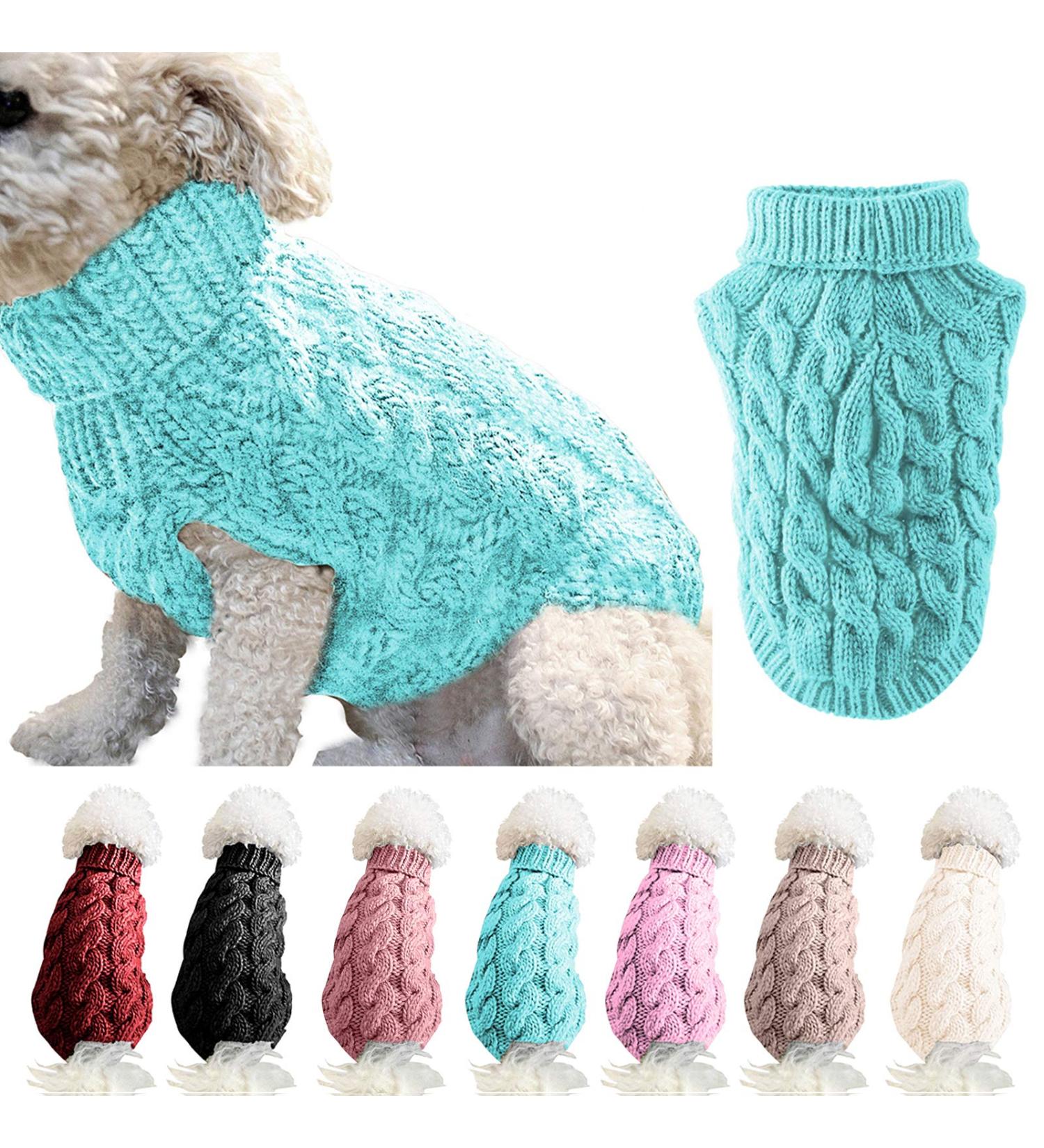 Buy Famkit Blue Dog Collar Sweater - Stylish Turtleneck Pullover Knitwear for Pets (Size L: 8.8-11lbs) | Warm & Fashionable Dog Clothing - Buy Online on GoSupps.com
