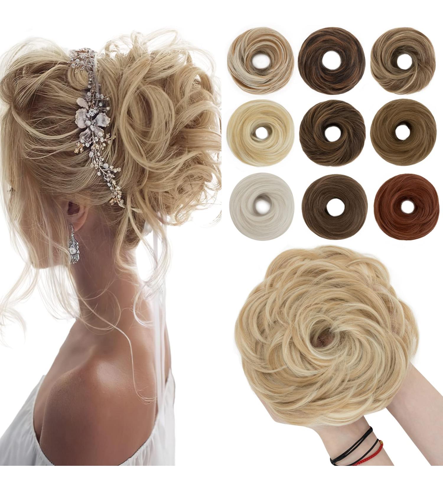 Sego Hair Part with Rubber Band - 55g Dutt Hair Ties & Extensions for Messy Buns - Dark Blonde & Blonde Updos - International Shipping Available - Buy Online on GoSupps.com