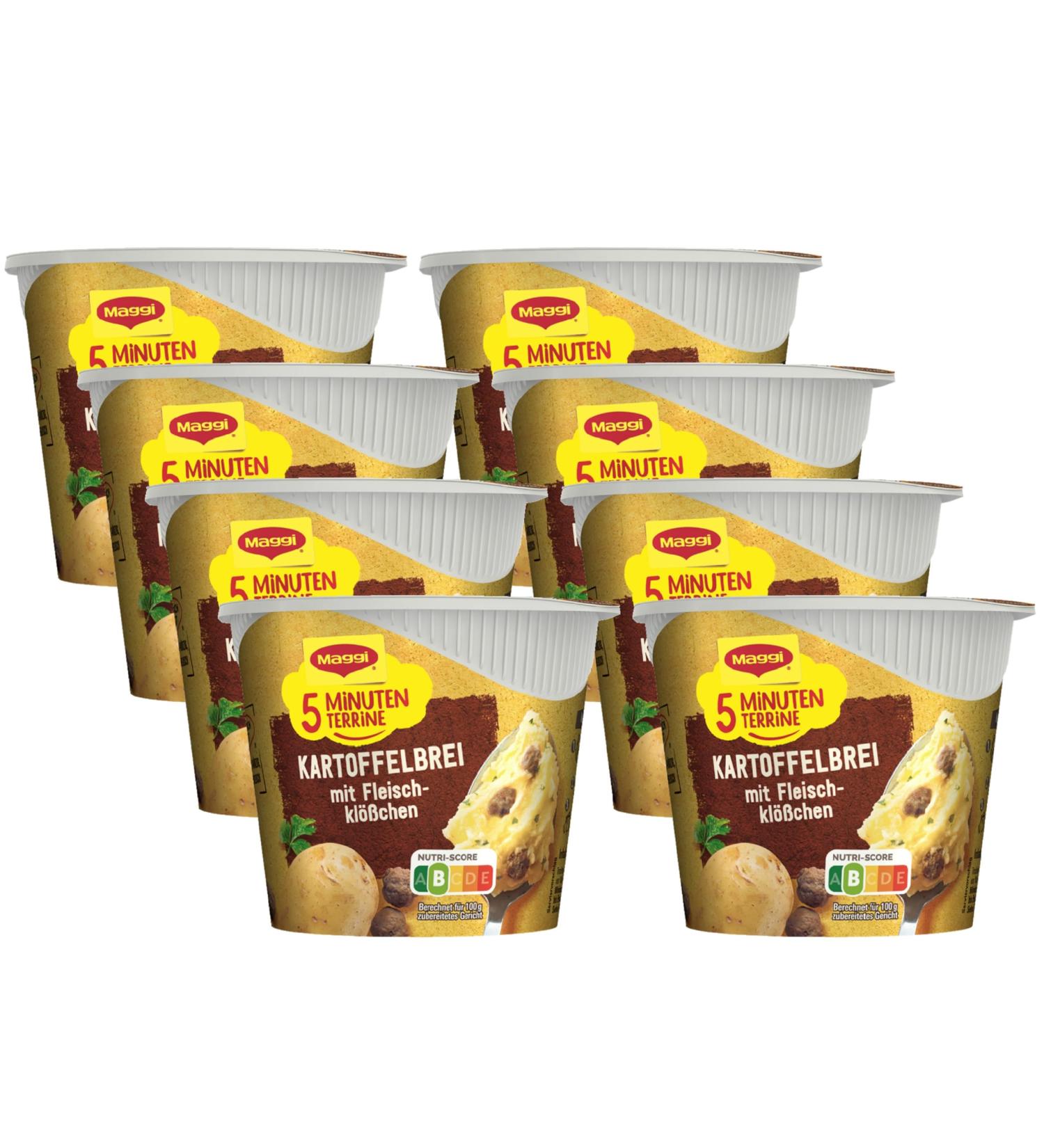 Maggi 5 Minutes Terrine Potato Porridge - Instant Beef Dumplings & Potato Snack | 8 Pack (8 x 46g) - Delicious Ready Meal for Quick International Shipping - Buy Online on GoSupps.com