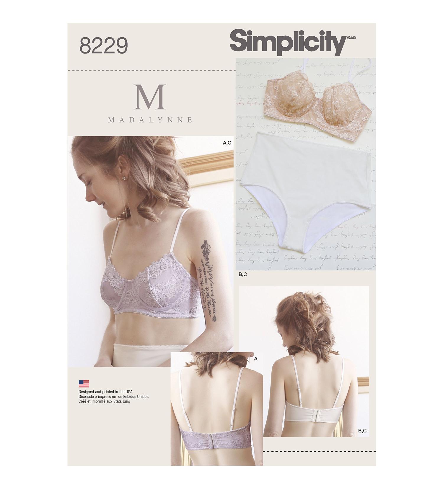 Simplicity Pattern 8229 Underwire Bras & Panties by Madalynne | Sizes 32A-42DD - Buy Online on GoSupps.com