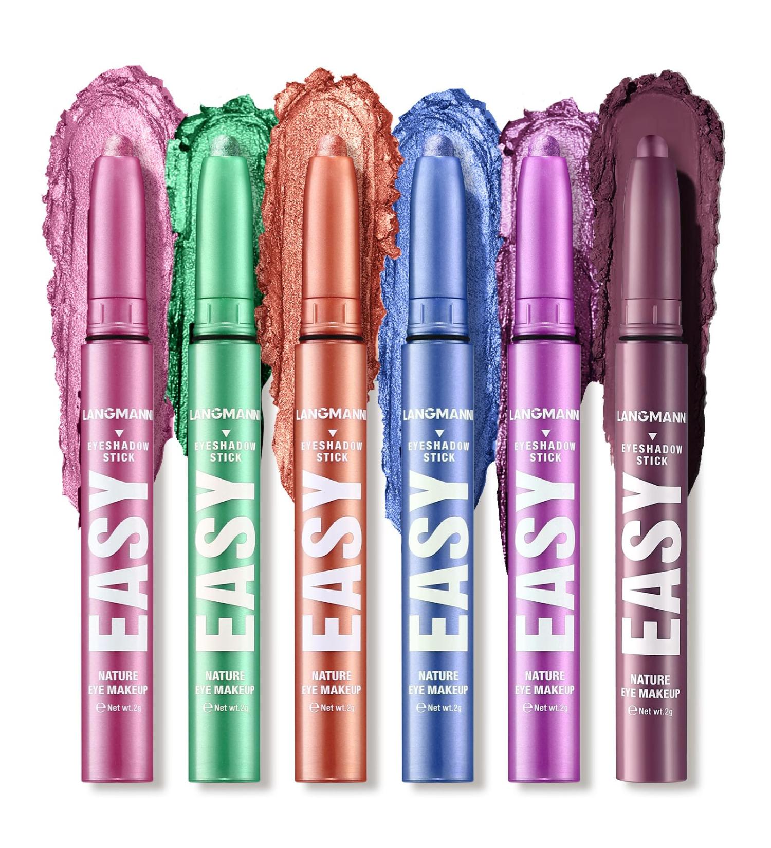 RoseFlower 6 Colors Eyeshadow Shimmer Stick Highlighter Eye Shadow Stick Set Colorful Eyeshadow Pencil Crayon Creamy Waterproof Pearly Sparkle Glitter Cream Stick Pen EyeLiner Makeup for Women Multicolor-c - Buy Online on GoSupps.com