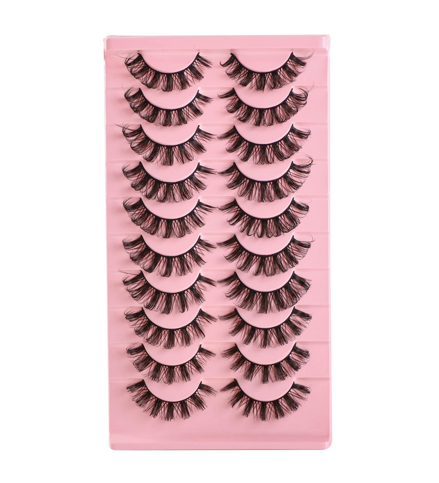 HIPRETTYUS 10mm Russian Strip Faux Mink Lashes D Curl - 10 Pairs Pack - Buy Online on GoSupps.com