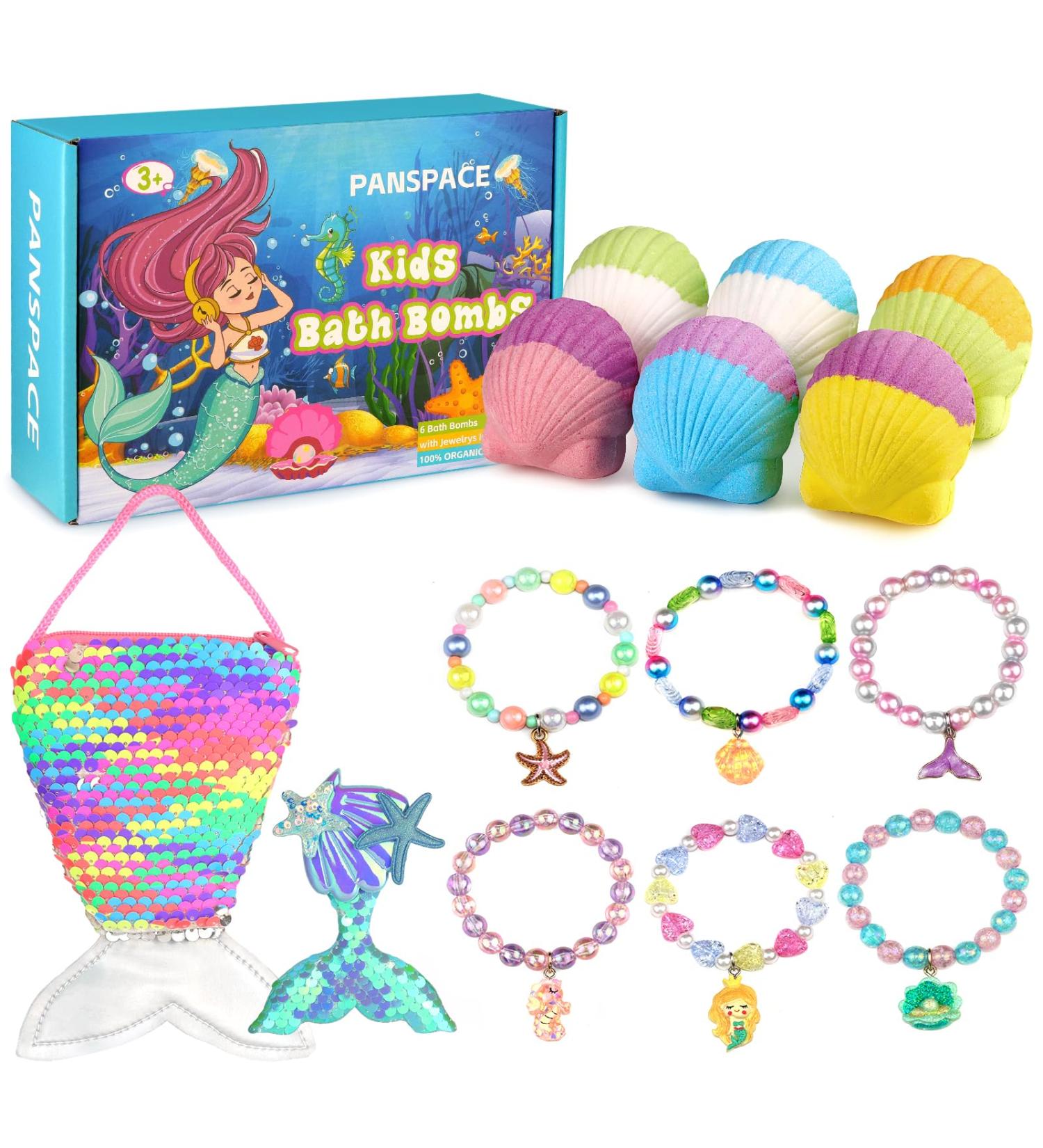 Bath Bombs for Kids with Surprise Inside 6 PCS Natural Organic Bath Bombs for Girls & Toddlers Aged 3-12 Bath Fizzers Gift Set with Mermaid Bracelets Hair Clip Jewelry Bag for Birthday Christmas - Buy Online on GoSupps.com