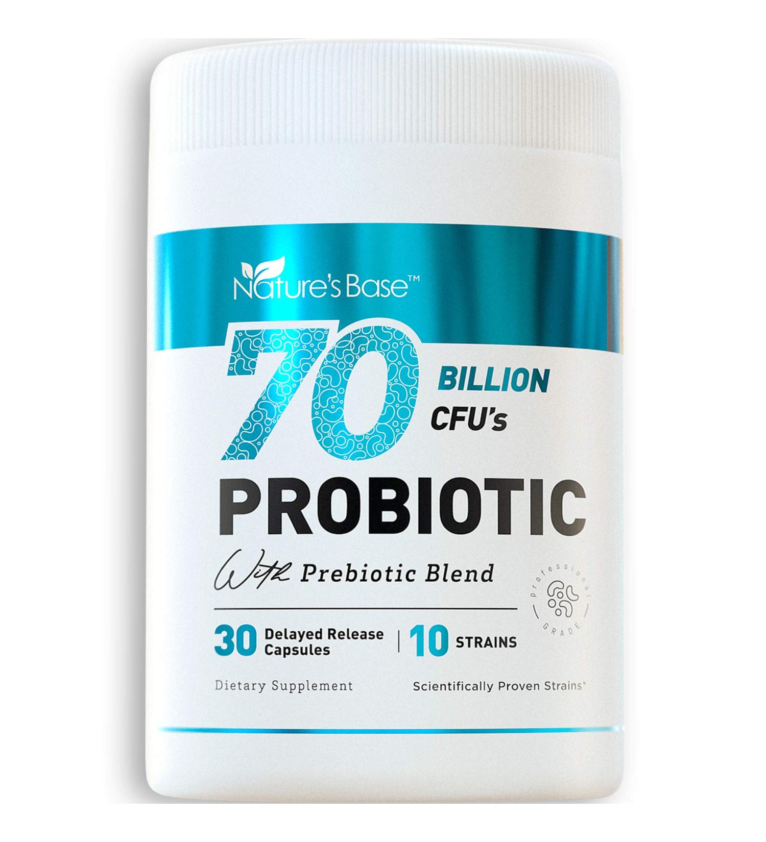 Nature's Base Probiotics 70 Billion CFU with Prebiotics - 30 Delayed Release Capsules - Buy Online on GoSupps.com