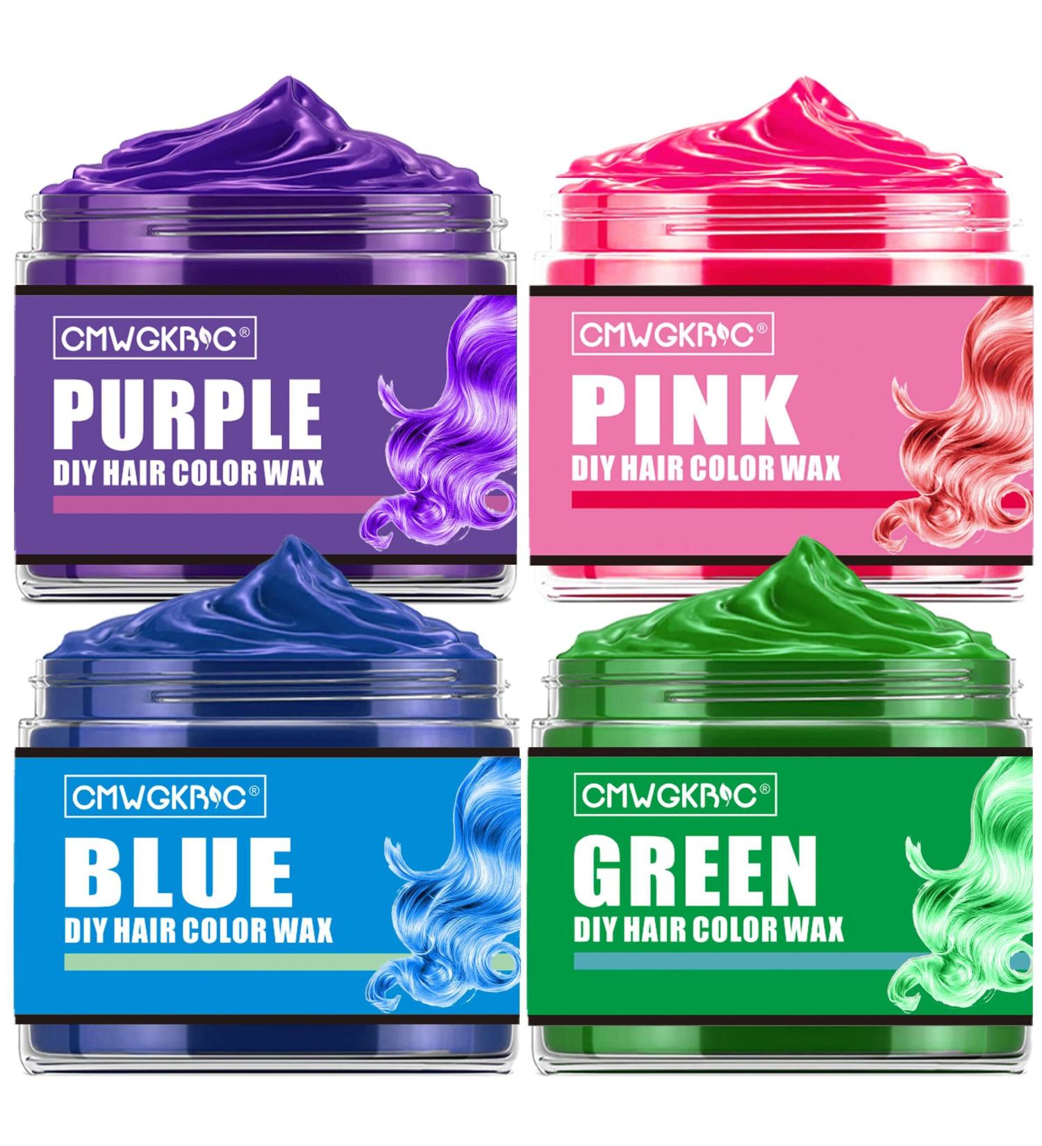 Temporary Hair Color Wax: Blue Purple Pink Green | DIY Wash Out Hair Dye Cream for Halloween | Kids Men Women Friendly - Buy Online on GoSupps.com