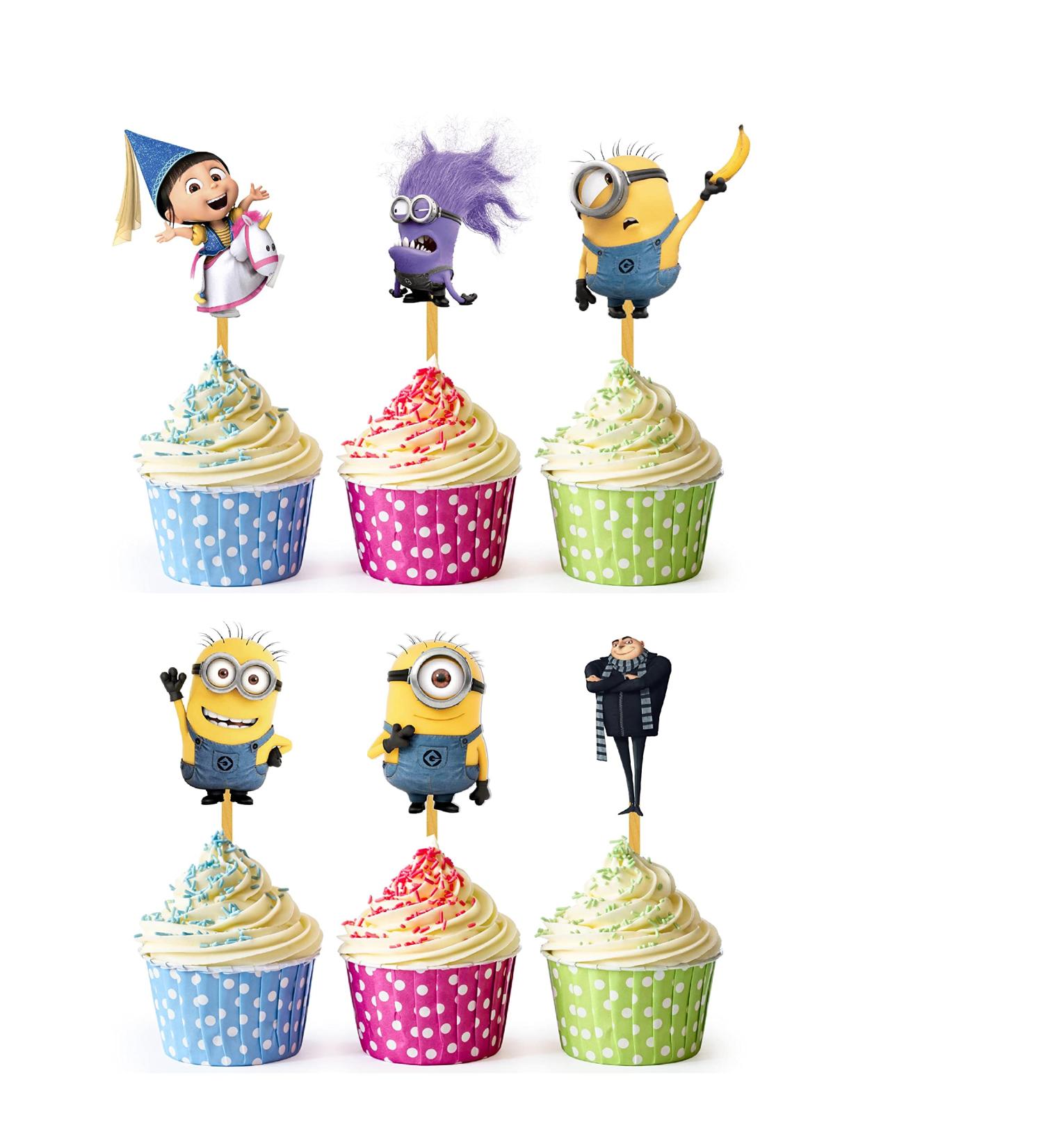 24x Mi-Ni Yons Cupcake Toppers Strong Picks Happy Birthday D cor Cupcake Decorations for Kids Birthdays - Buy Online on GoSupps.com