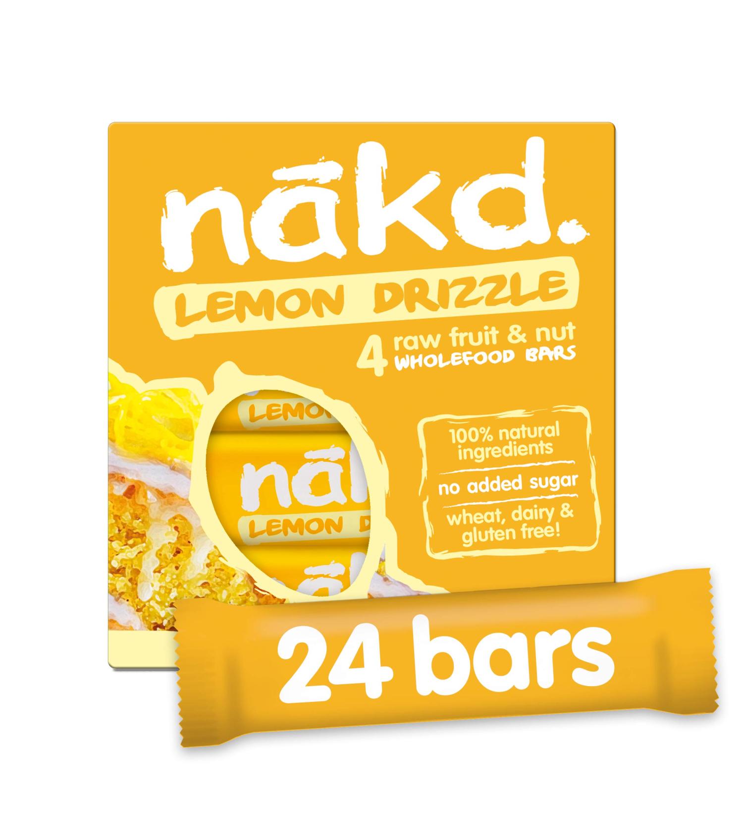  Nakd Nakd bars with fruit and Nurse 24-pack (Lemon Drizzle) - Buy Online on GoSupps.com