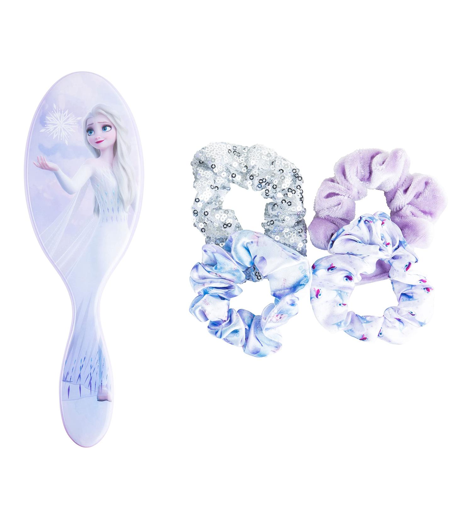 Frozen Princess Elsa Hair Accessory Set - 5 Pcs Including 1 Brush + 4 Scrunchies for Girls - Buy Online on GoSupps.com