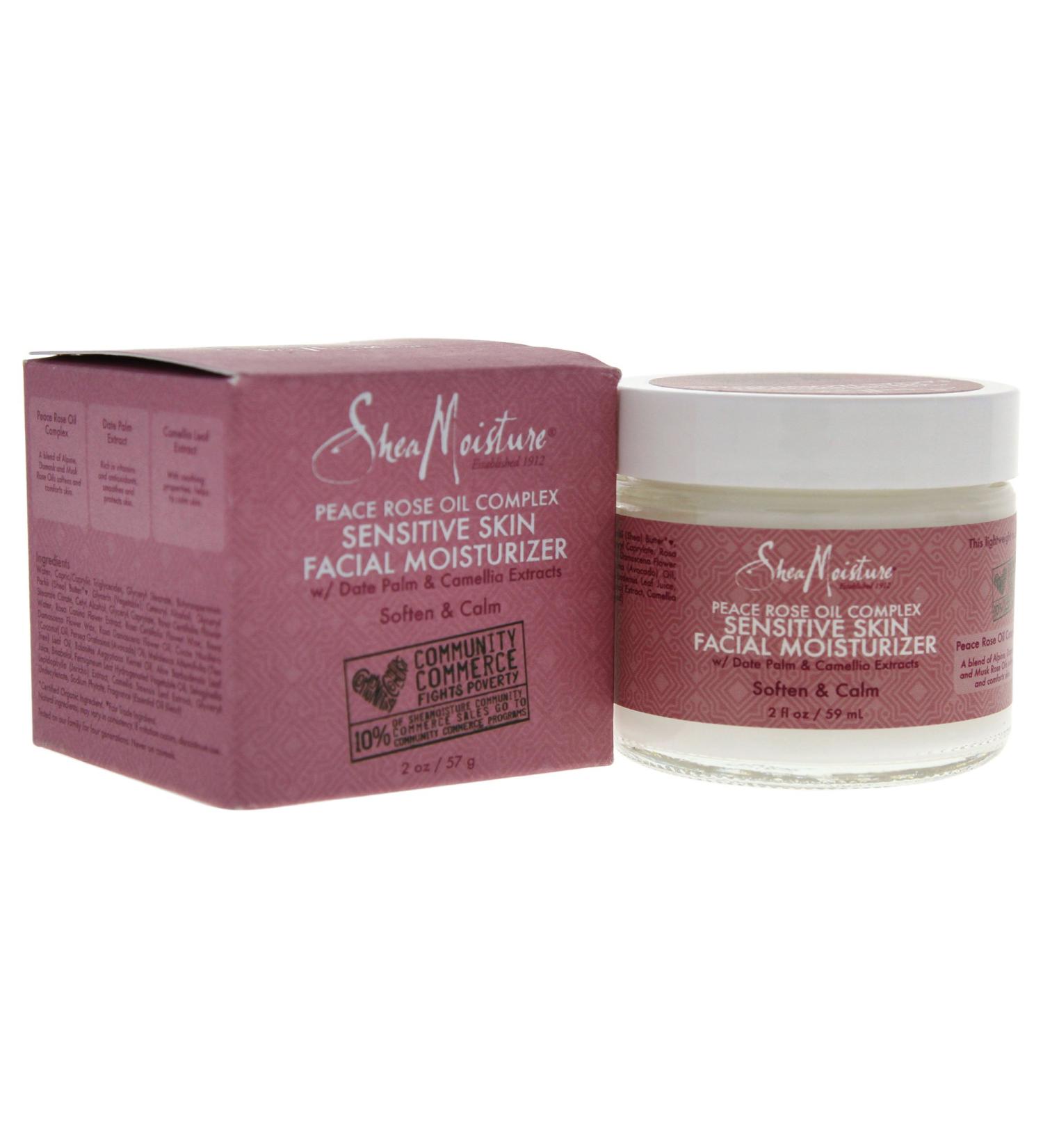Shea Moisture Peace Rose Oil Complex Facial Moisturizer 2oz - Sensitive Skin Care for Unisex - Buy Online on GoSupps.com