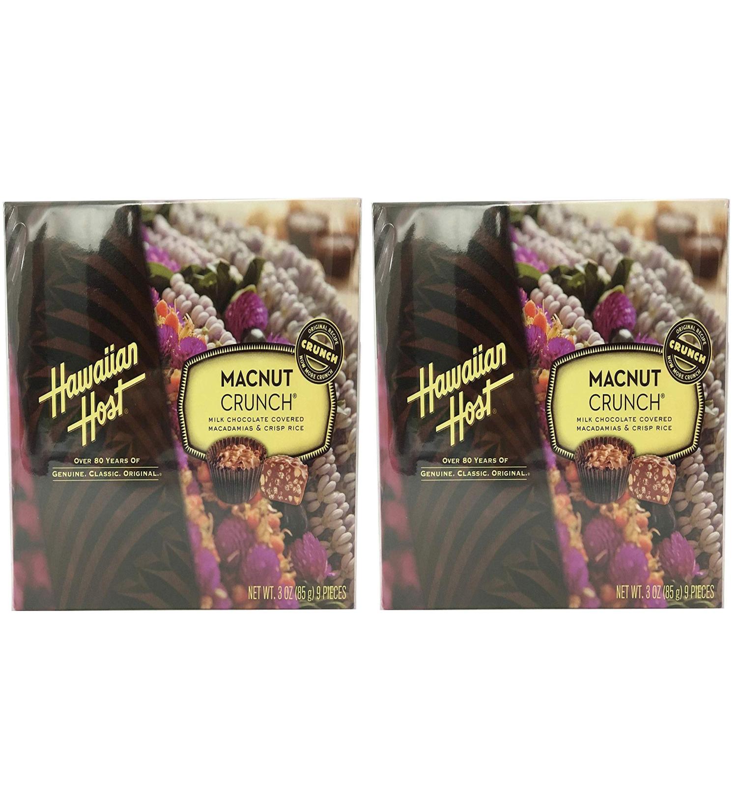 Hawaiian Host MacNut Crunch - Chocolate Covered Macadamias & Crisp Rice (2-Pack)
