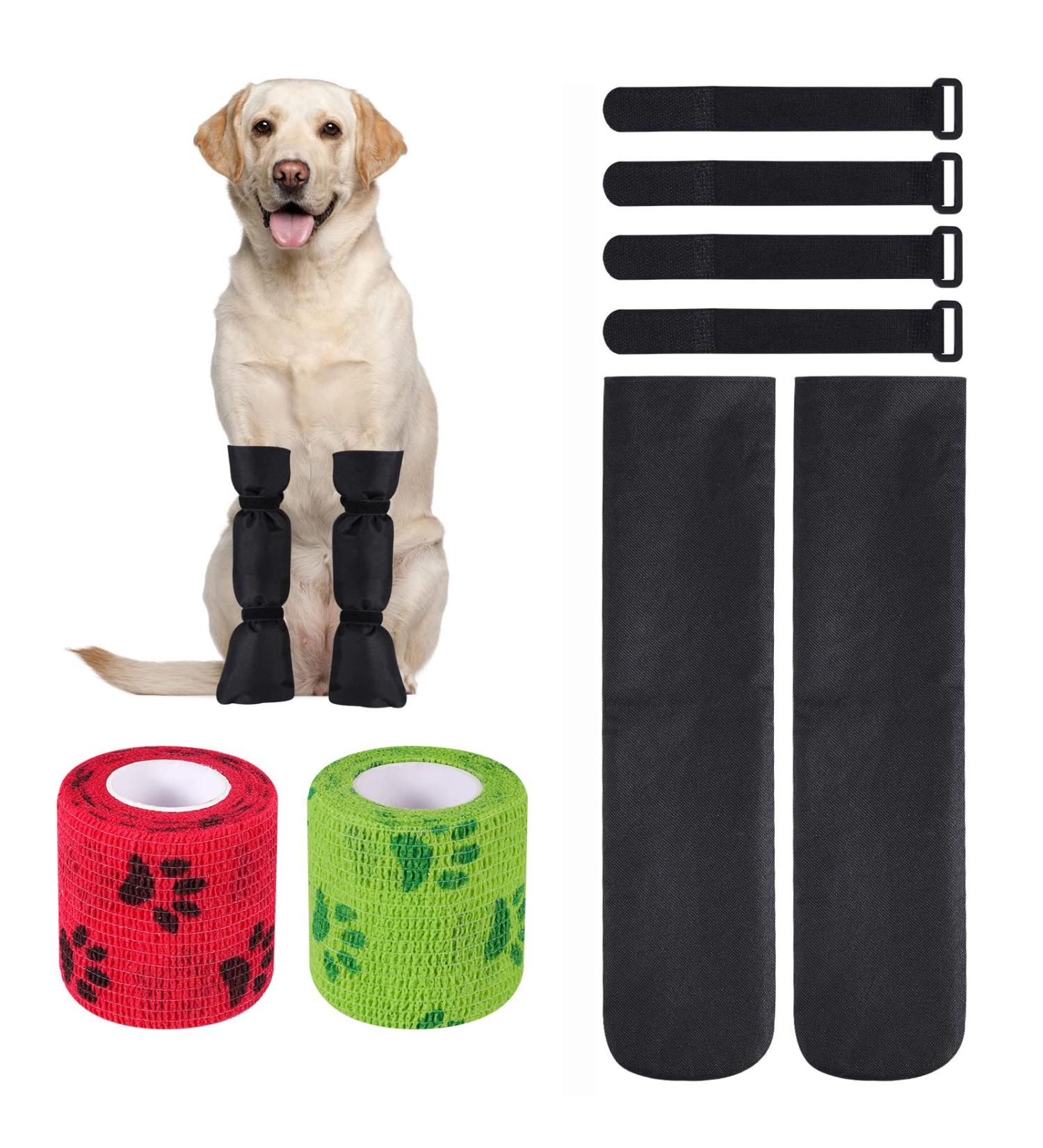 Pinenuts Dog Paw Protector Waterproof Anti-Slip Dog Shoes Protective Sock + 2 Rolls Pet Vet Wrap + 4 pcs Skid-proof Set (10cm/40cm) - Buy Online on GoSupps.com
