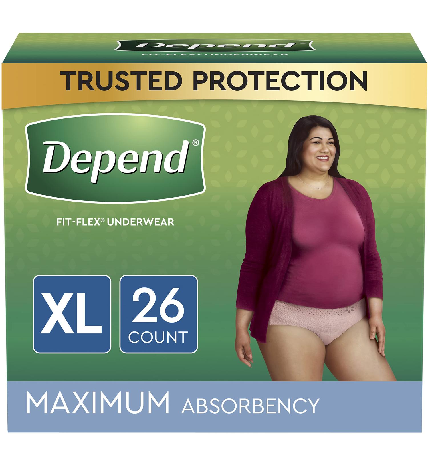 Depend Fit-Flex Adult Incontinence Underwear for Women - Maximum Absorbency - X-Large 26 Count - Blush - Buy Online on GoSupps.com