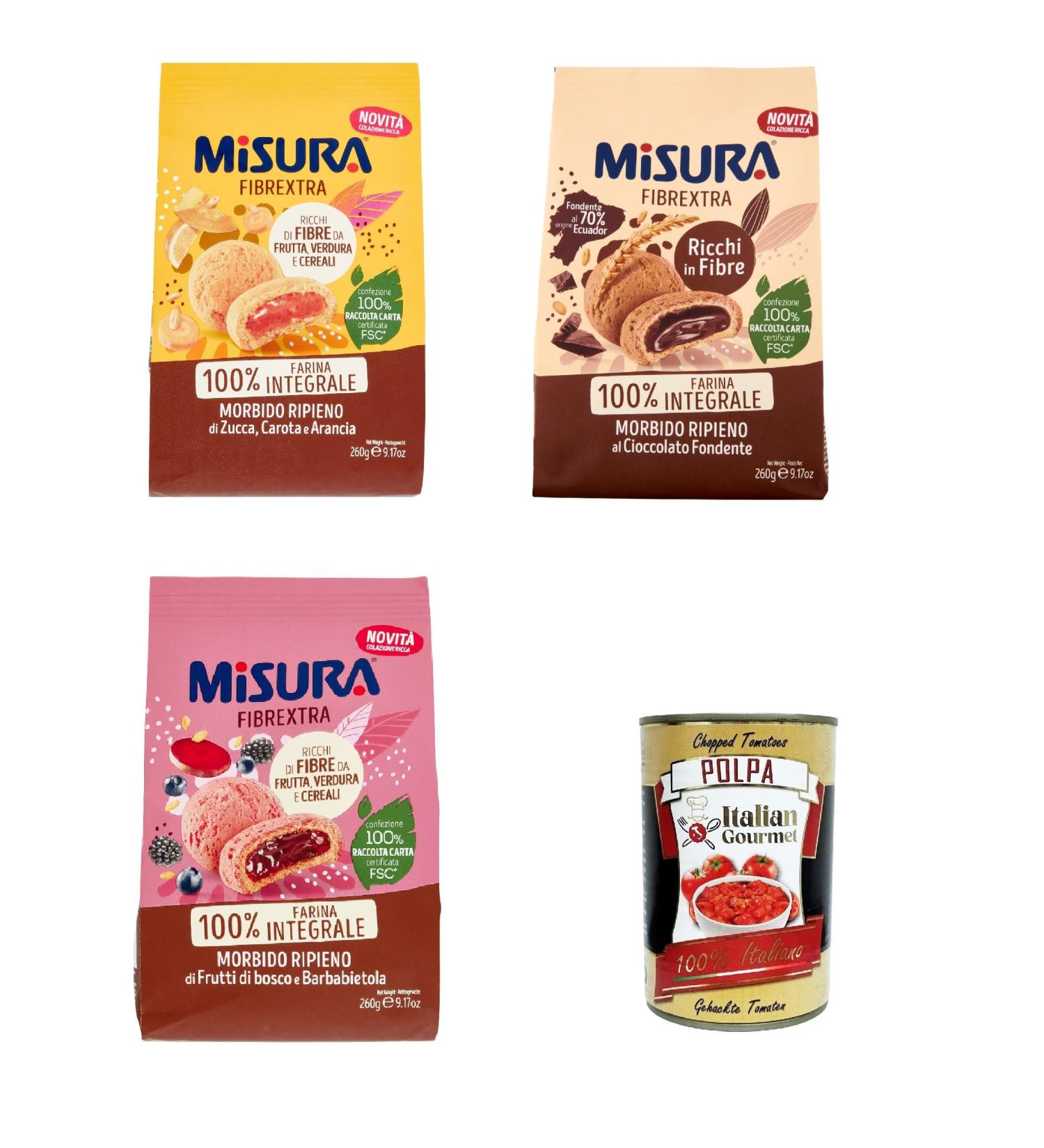 Italian Gourmet E.R. Misura Frollino Integrale Fibrextra Test Kit for Shortbread Biscuits 100% Whole Wheat Flour 3 x 260 g + Polpa Italian Gourmet 400 g - Buy Online on GoSupps.com