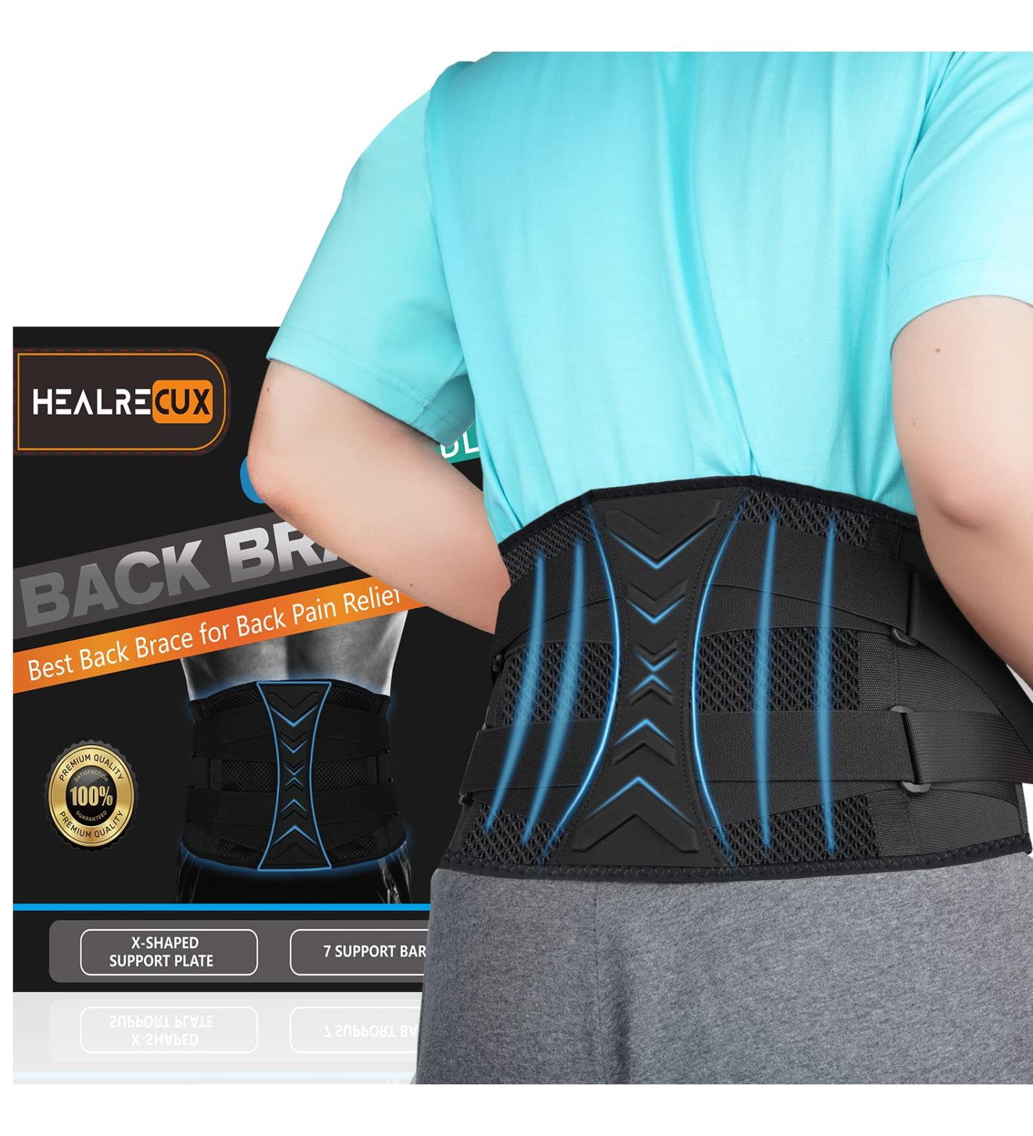 Healrecux Back Brace for Men and Women - Lower Back Pain Relief Belt with Dual Adjustable Straps - Breathable Lumbar Support for Herniated Disc, Sciatica, Scoliosis - XXL Black - Buy Online on GoSupps.com