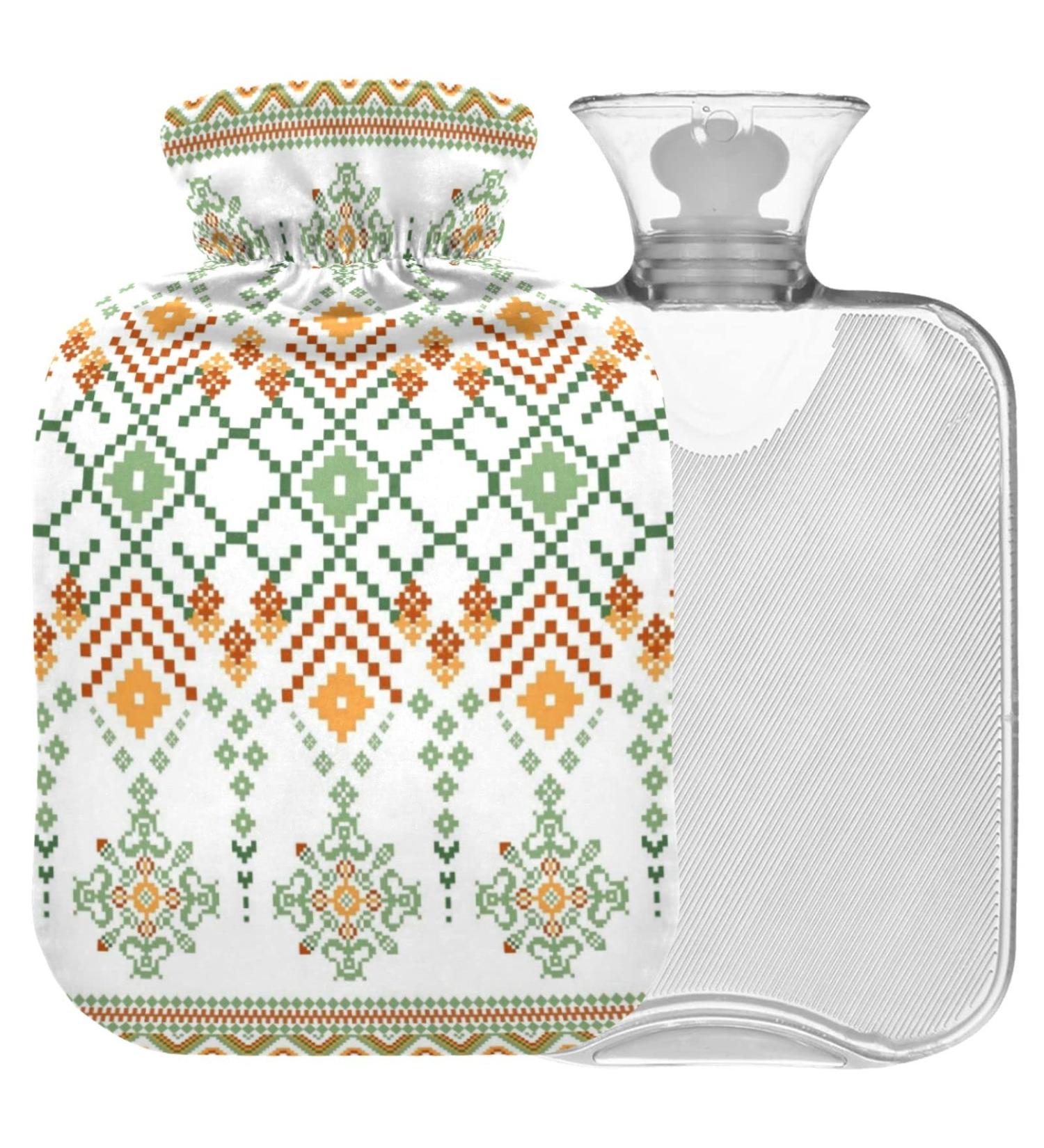 Naanle Flower Heat Bottle - 1L Transparent Hot Water Bottle for Heat & Cold Therapy Pain Relief for Bed & Hand/Foot - Buy Online on GoSupps.com