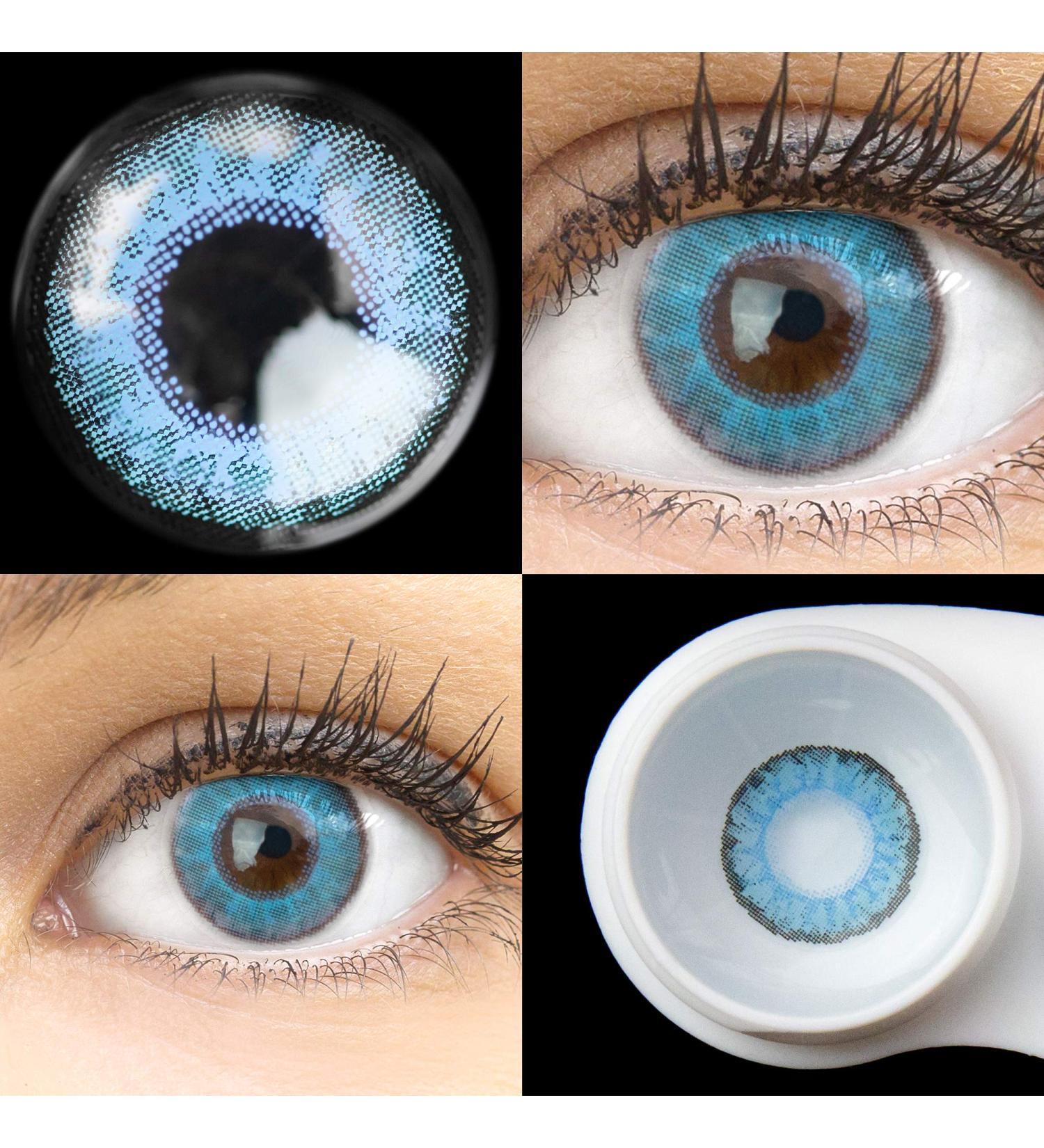 Shop Glamlens Flora True Sapphire Blue - High-Coverage Natural Colored Contact Lenses | Silicone Hydrogel | Dia 14.50 | 1 Pair (2 Pieces) | International Shipping Available - Buy Online on GoSupps.com