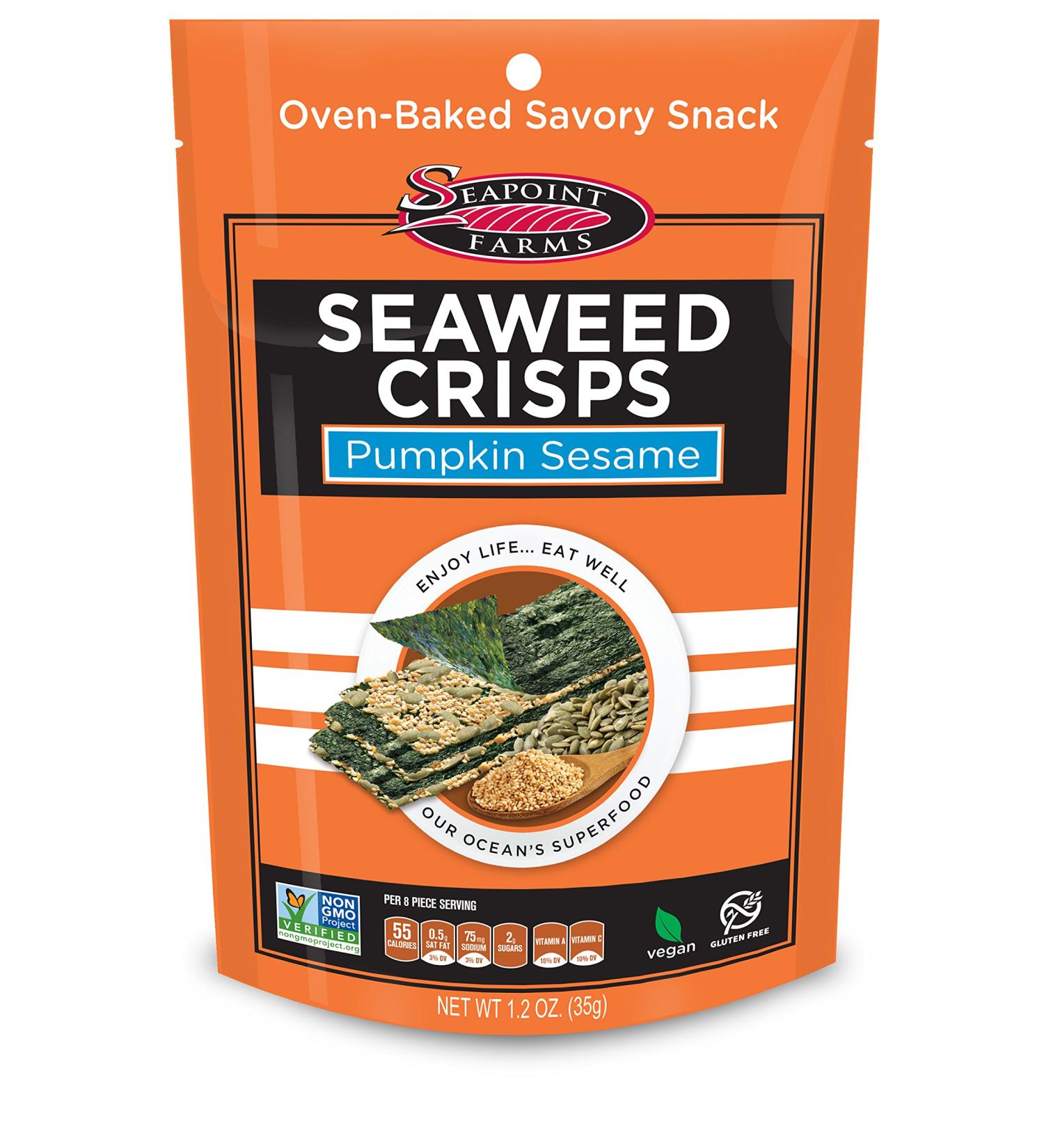 Seapoint Farms Seaweed Crisps - Pumpkin Sesame Flavor | 1.2 oz (35 g) - Healthy Snack - Buy Online on GoSupps.com