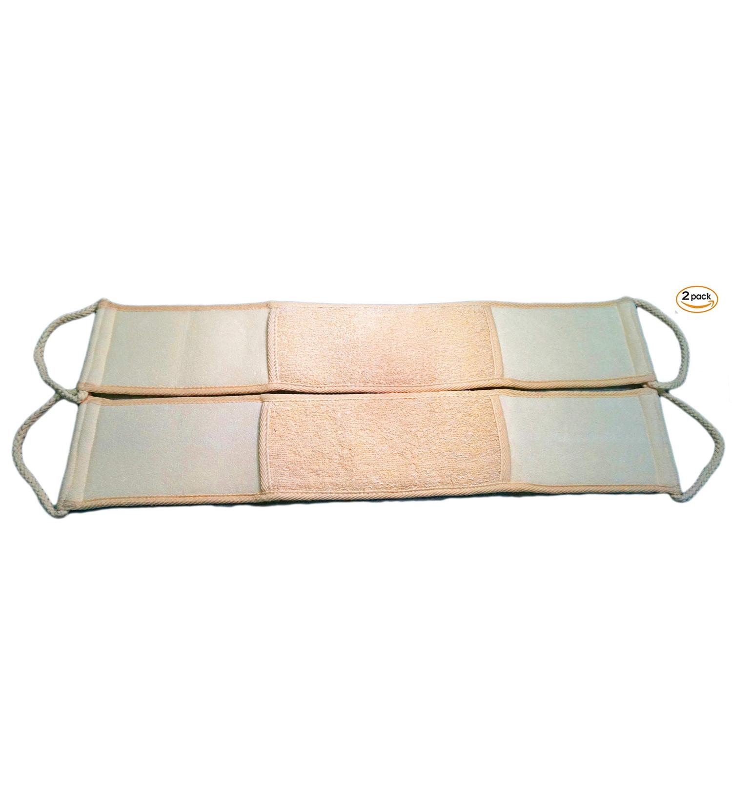 2Pack Natural Linen Exfoliating Spa Back Scrubber for Shower for Men and Women Deep Clean & Invigorate Your Skin