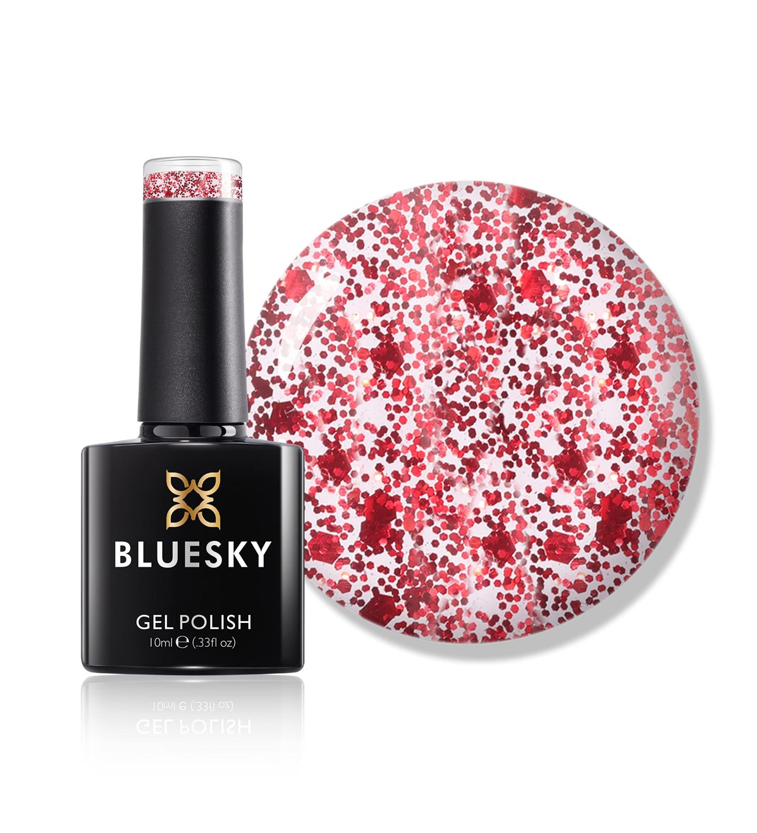 Bluesky Gel Nail Polish Red Million S11N Dark Red Glitter Long Lasting Chip Resistant 10 ml (Requires Drying Under UV LED Lamp) - Buy Online on GoSupps.com
