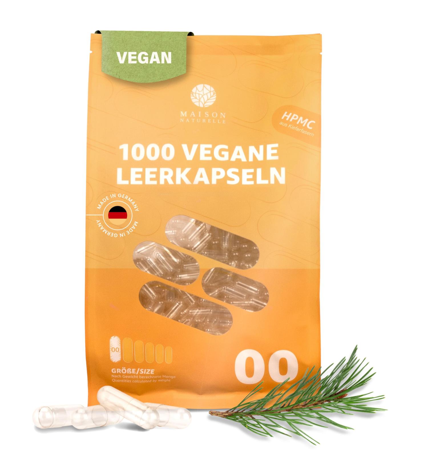 Maison Naturelle Vegan Leafing Pataps - HPMC Empty Capsules (1000 pcs) for Capsule Filling - Ideal for Capsule Filler & Transparent Use - Buy Online on GoSupps.com