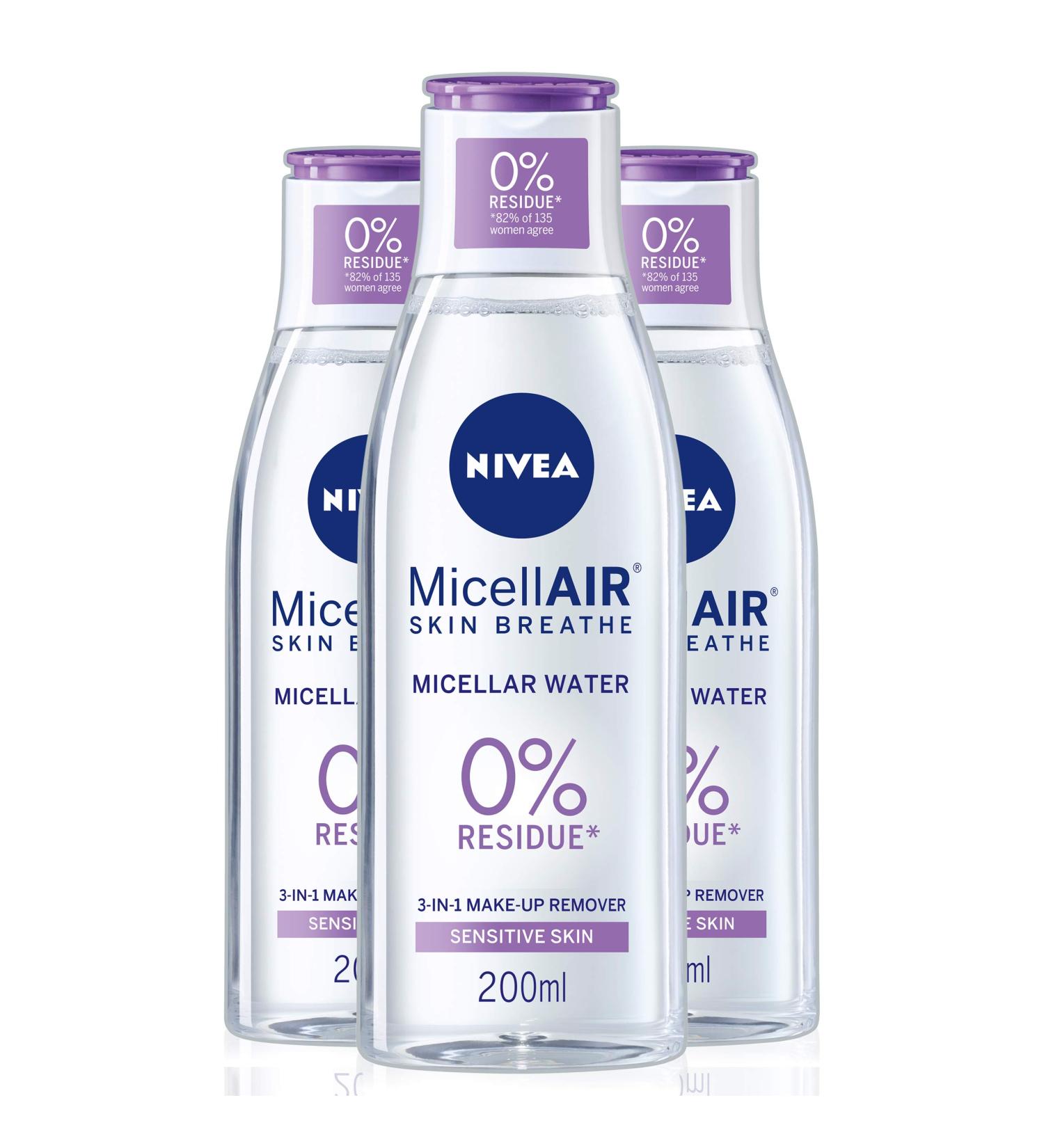 Nivea Daily Essentials Sensitive 3-in-1 Micellar Cleansing Water | 200 ml Pack of 3 | Hydrate & Cleanse | International Shipping Available - Buy Online on GoSupps.com
