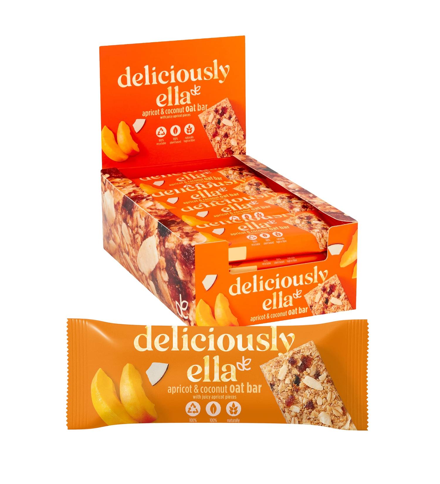 Deliciously Ella Apricot & Coconut Oat Bars - Gluten-Free Vegan Healthy Snack (50g, 16 Bars) - Buy Online on GoSupps.com