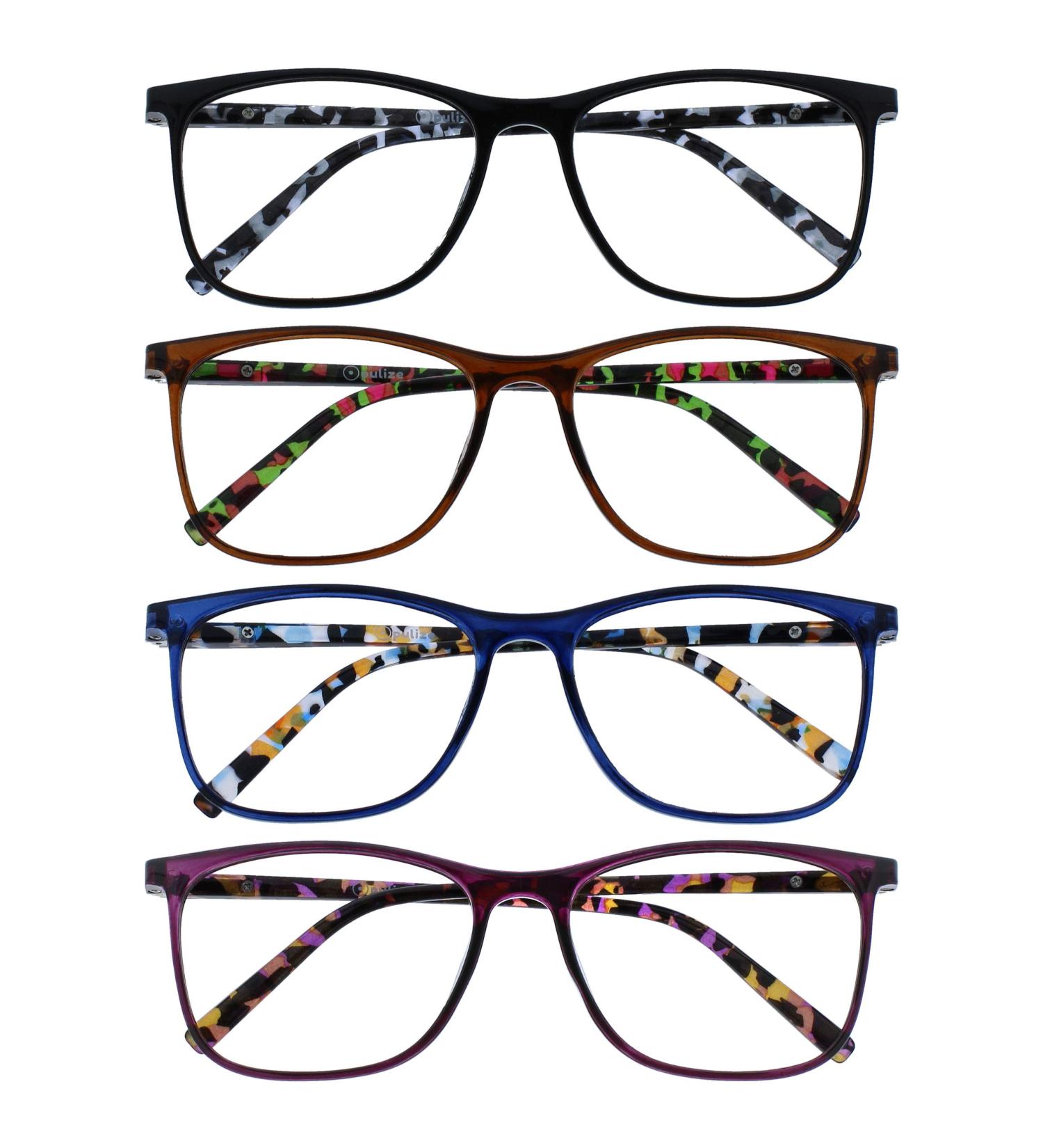Opulize Unisex Arc Reading Glasses - Pack of 10 | +1.50 Diopters | Black Brown Blue & Purple - International Shipping Available - Buy Online on GoSupps.com
