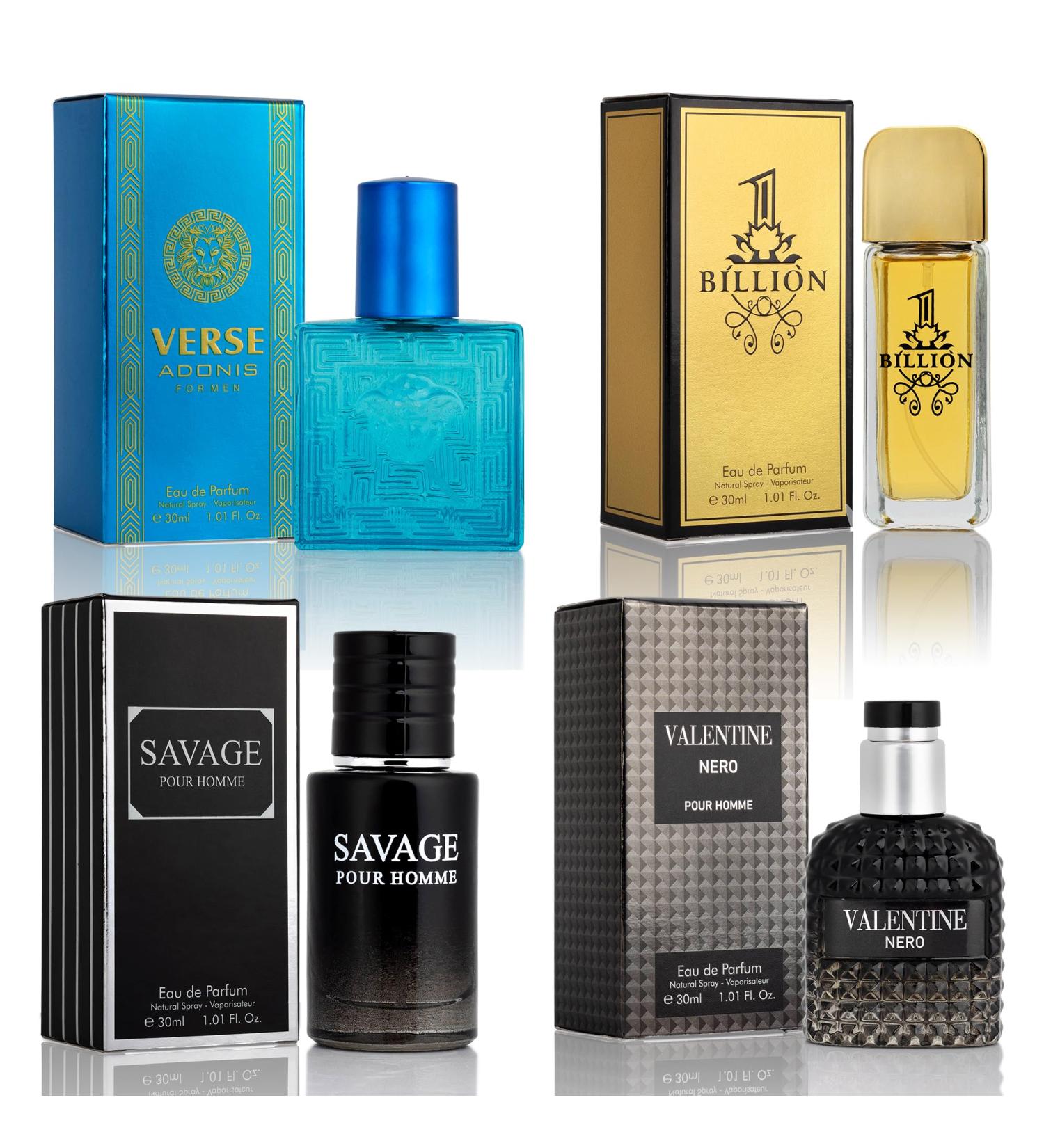 Signature Scent 4-Piece Mini Fragrance Set for Men Includes Savage/1 Billion/Verse/Valentine Collection of Woody Spicy Citrus & Aromatic Fragrance Non-Irritating Ingredient Each One in 30ml Bottle Spicy Aromatic - Citrus Oriental & Woody Notes 4 Fl Oz (Pa - Buy Online on GoSupps.com