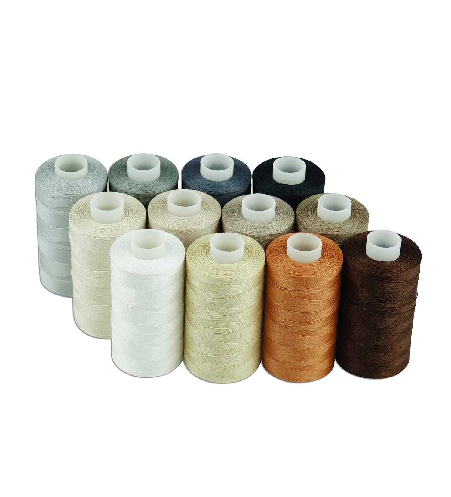 Simthread 12 Multi Colors Cotton Quilting Thread 50s/3 - 550 Yards Each (Neutral Colors) - Buy Online on GoSupps.com