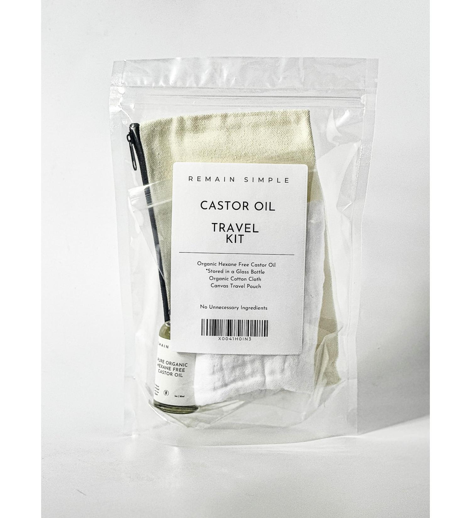 Simple Castor Oil Travel Kit | Organic Hexane-Free Oil Muslin Cloth & Canvas Bag | Perfect for Travel - Made in the USA - Buy Online on GoSupps.com