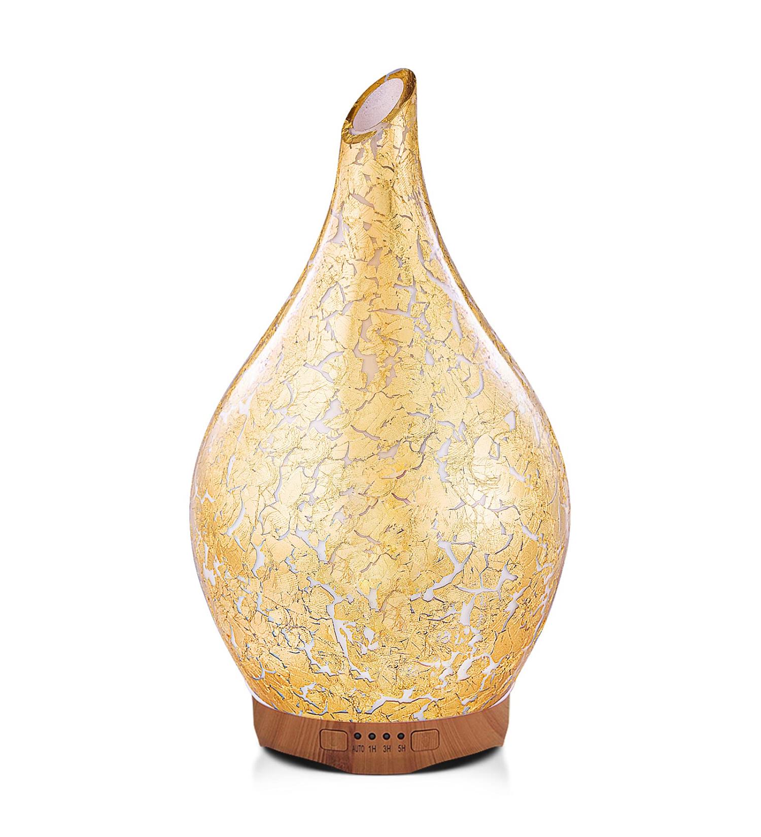Porseme Gold-Plated Aroma Diffuser 280ml Hand-Blown Humidifier Ultrasound Cool Mist 7 Color-Changing LEDs Timer BPA-Free | Perfect for Apartments - Buy Online on GoSupps.com