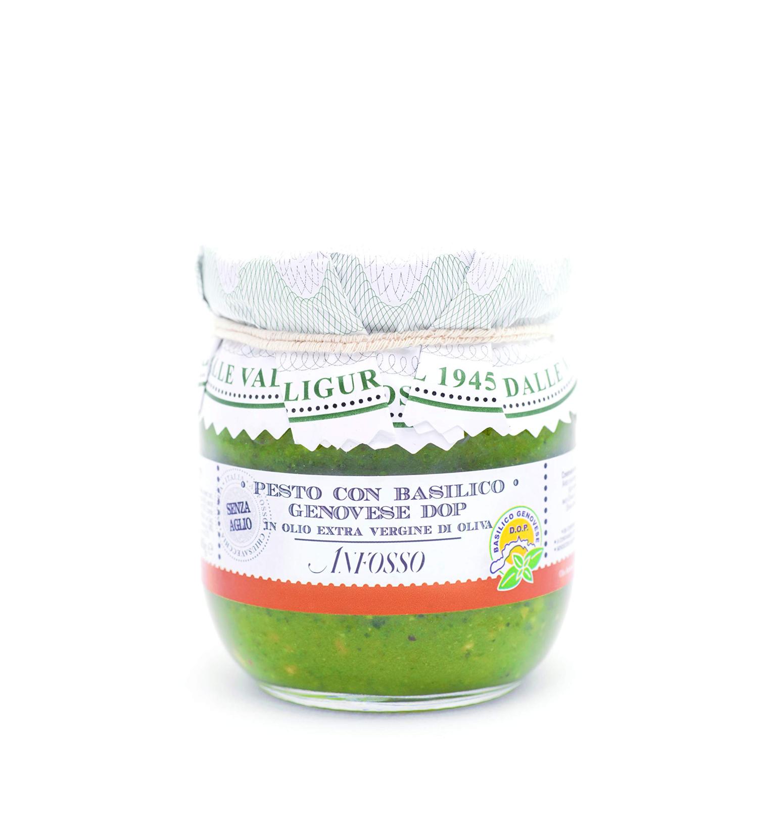 Olio Anfosso Basil Pesto Pesto Con Basilico Genovese Dop in Extra Virgin Olive Oil Without Garlic 180 g - Buy Online on GoSupps.com