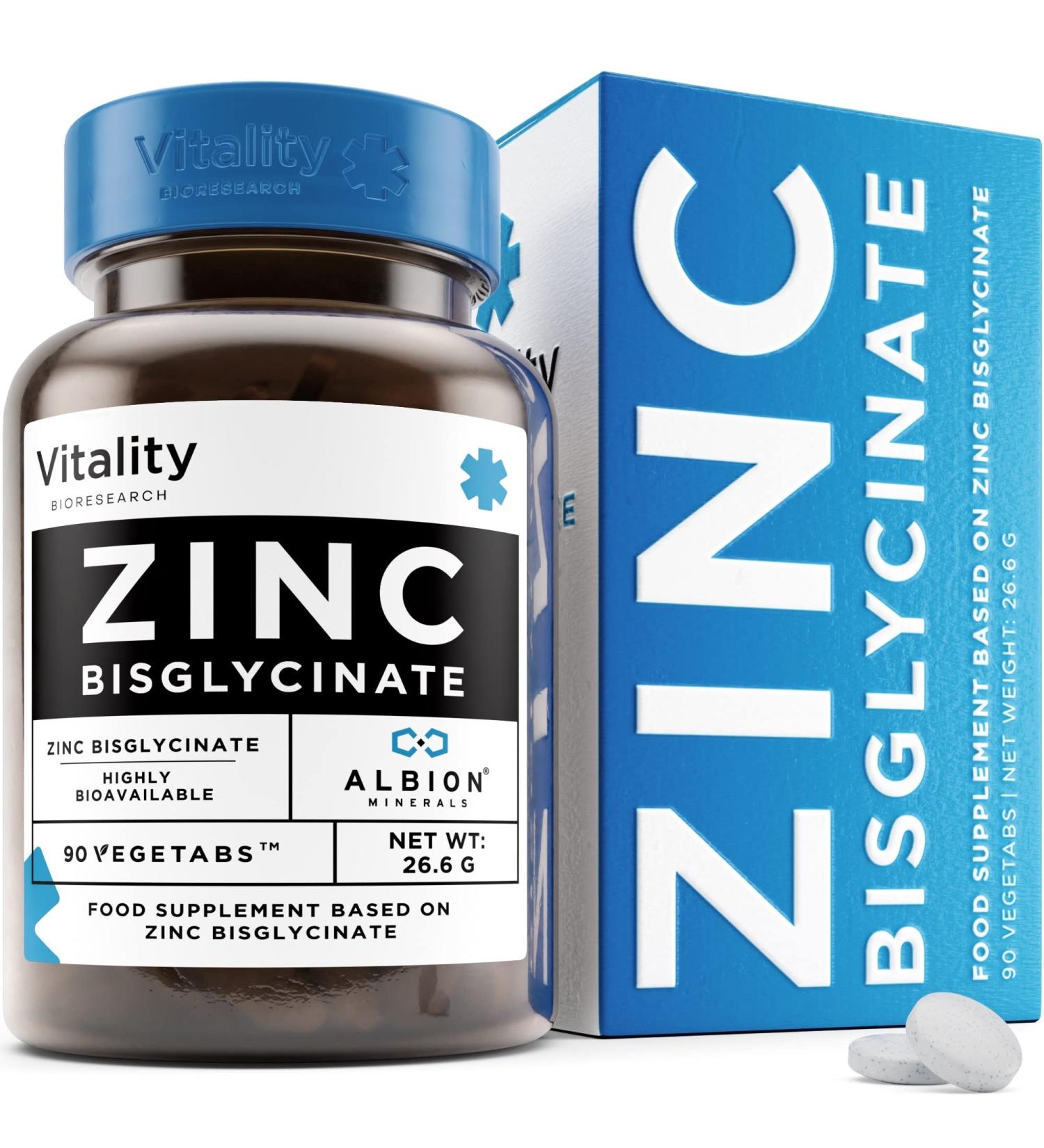 Chelated Zinc Bisglycinate Tablets - 25mg Vegan Zinc Supplements for Immune Support, Bone Health, Hair, Skin, and Nails - Buy Online on GoSupps.com