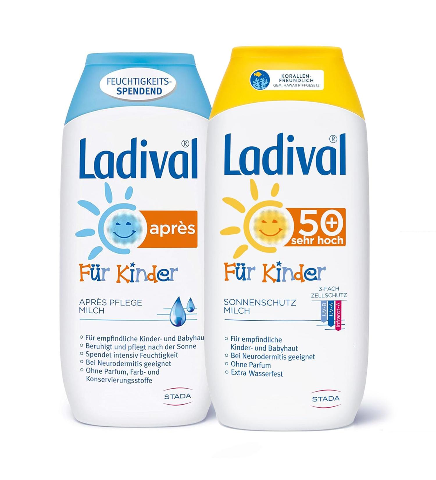 Buy Ladival Kinder Aprs Lotion & Children Sun Milk SPF 50+ Bundle - Perfume-Free Sun Protection for Kids 200ml Each - International Shipping Available - Buy Online on GoSupps.com