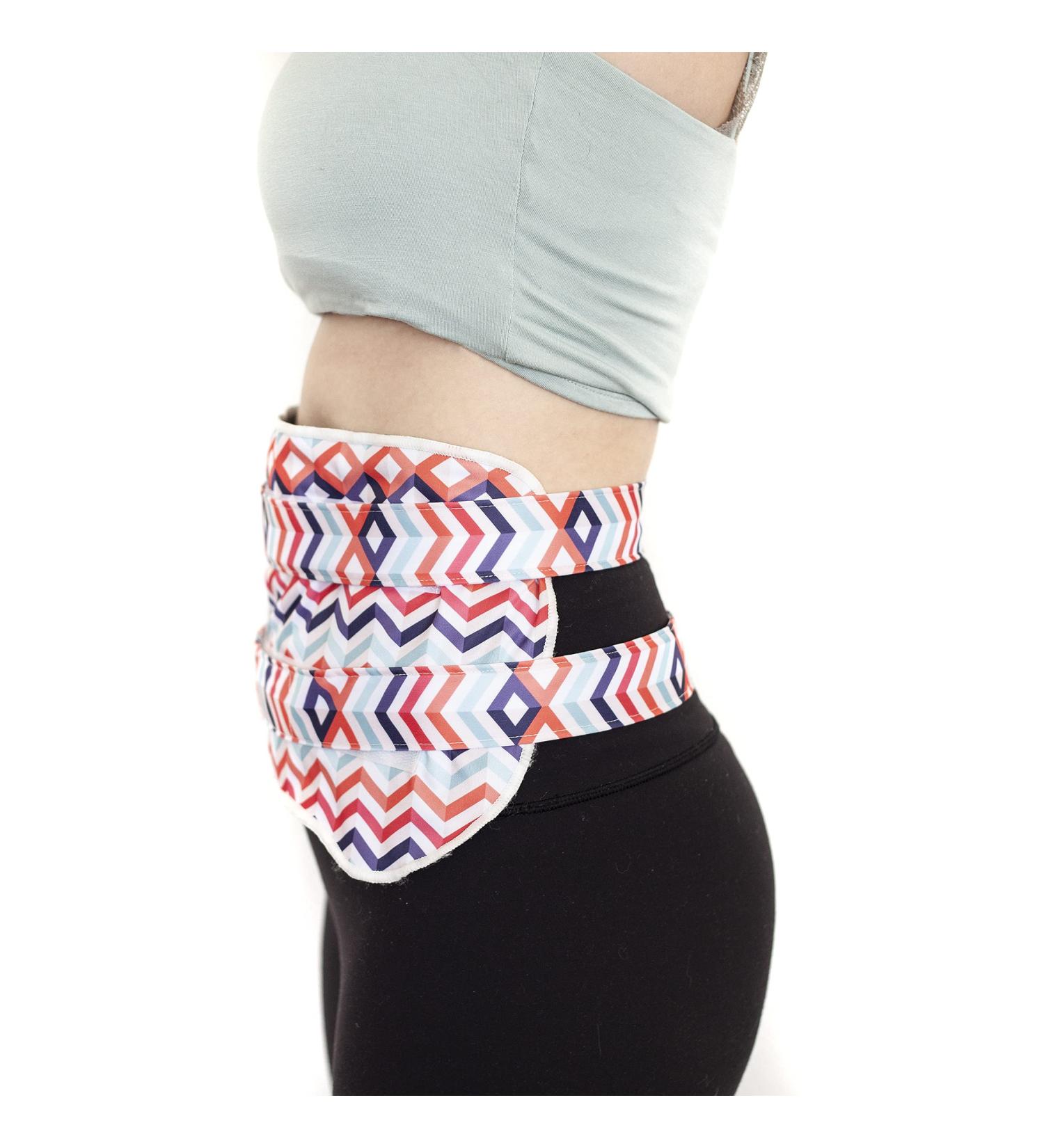 Organic Charcoal Bamboo Castor Oil Pack with Adjustable Straps for Ultimate Comfort - Liver Detox, Digestion, Constipation Relief - Red/Blue Stripe - Buy Online on GoSupps.com