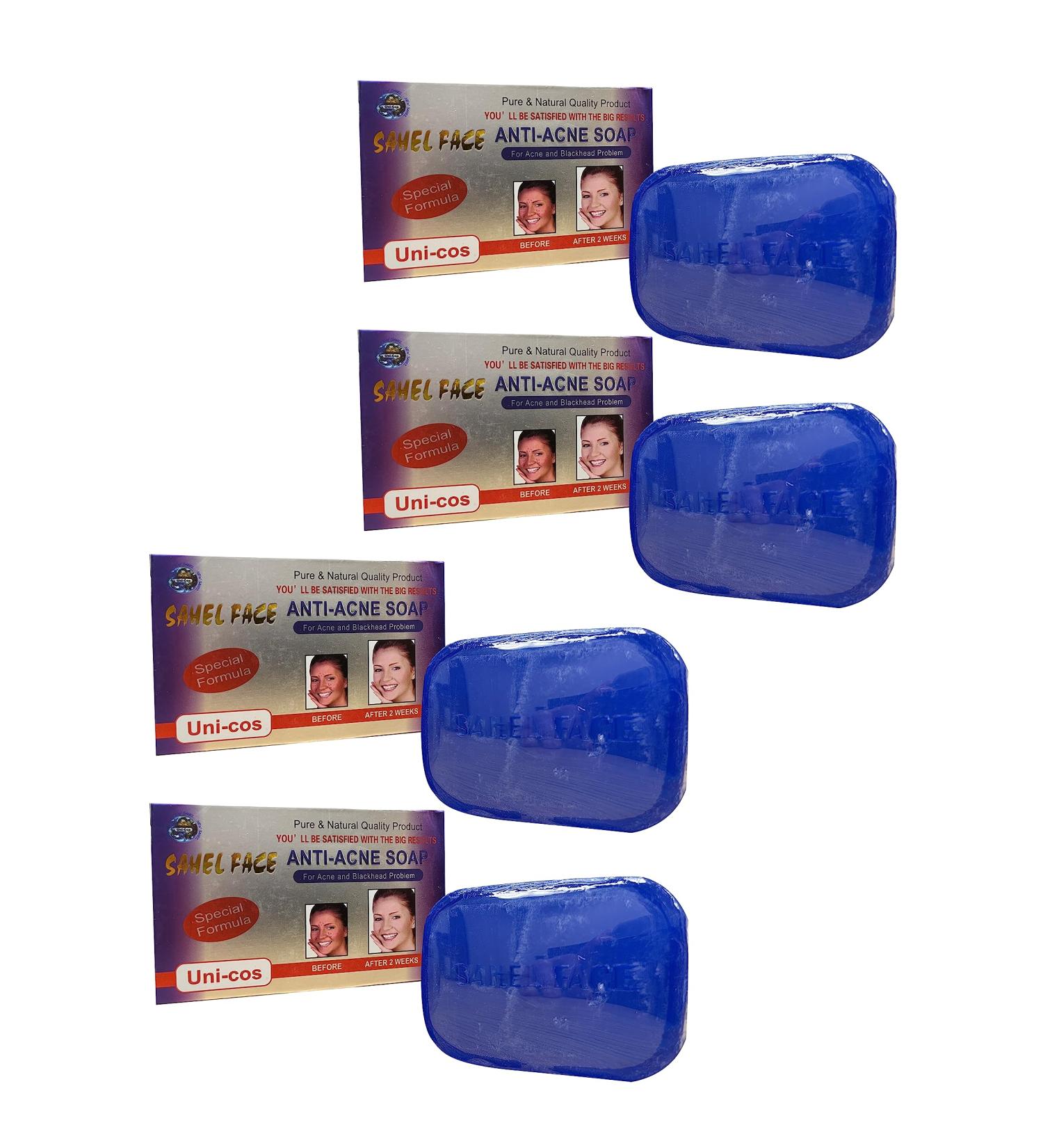 Sahel Face Pure & Natural Anti-Acne Skin & Body Bar Soap 100 g. (Pack of 4)