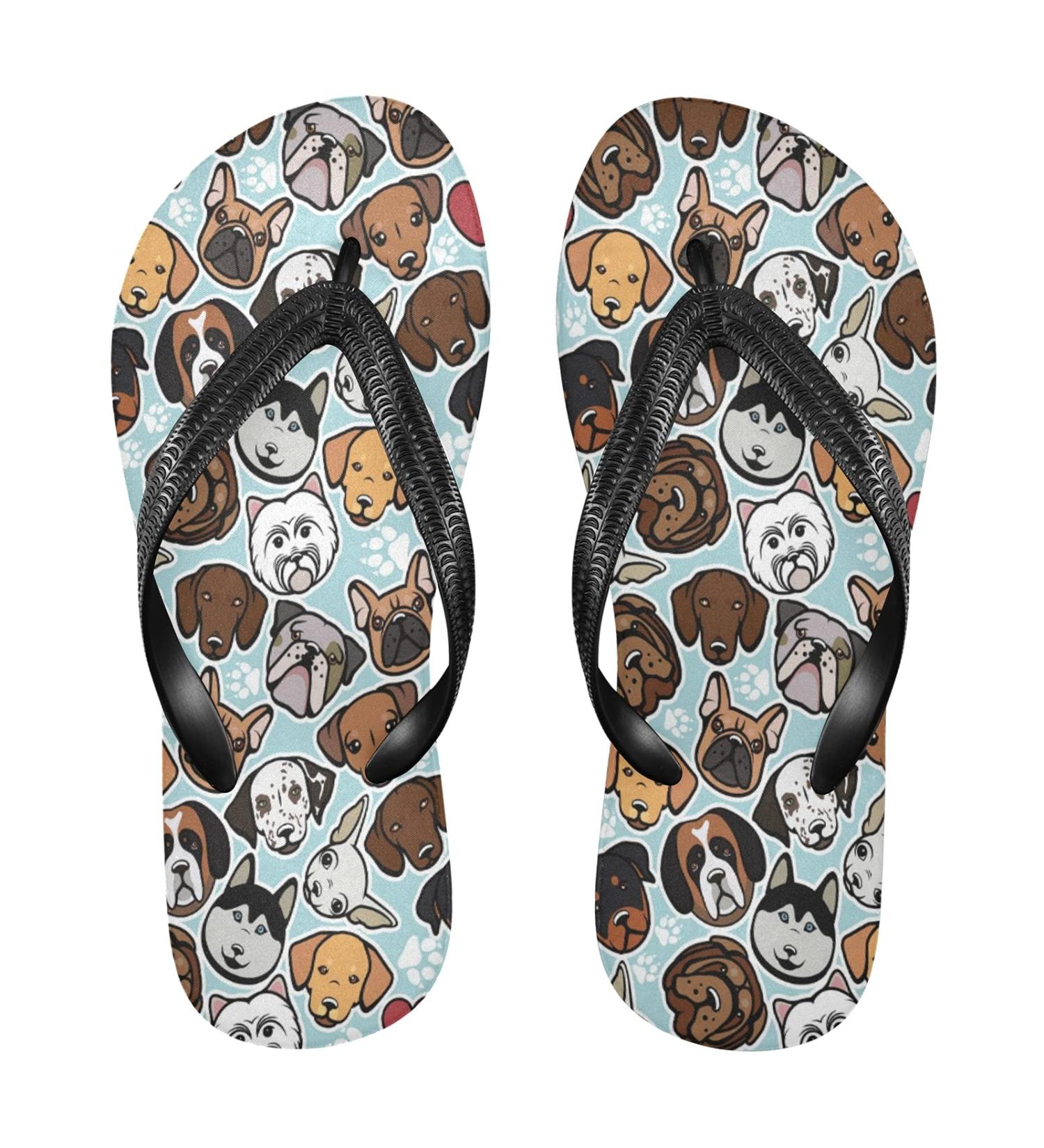 Mnsruu Dog Paw Print Flip Flops for Men & Women | Home Hotel Spa & Travel Footwear - Buy Online on GoSupps.com