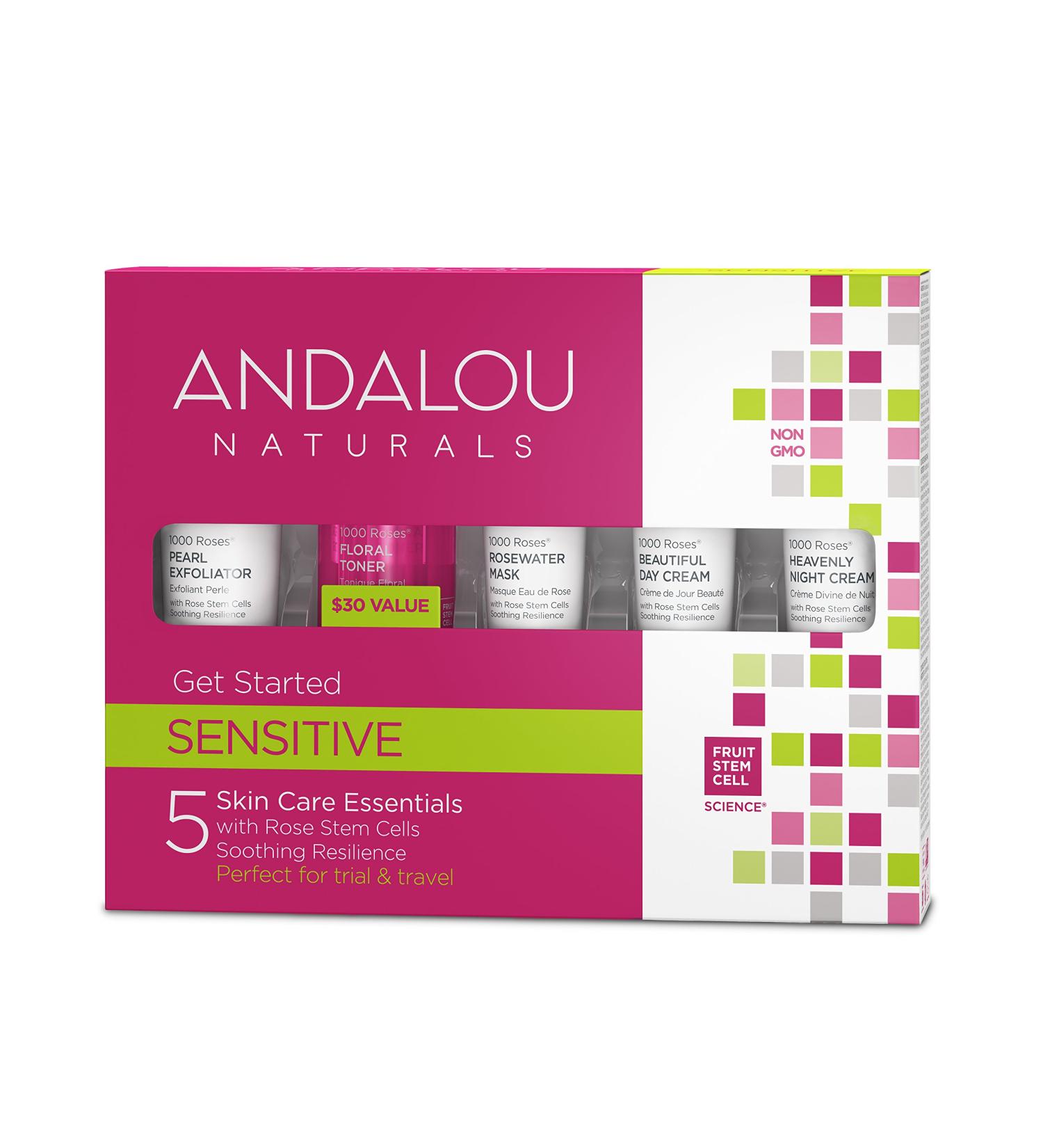 Andalou Naturals 1000 Roses 5-Piece Sensitive Skin Kit | Gentle & Hydrating - Buy Online on GoSupps.com