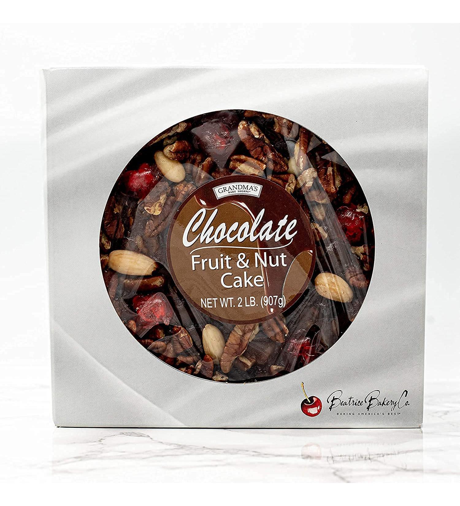 Beatrice Bakery 2lb Gourmet Chocolate Fruitcake Fudge Brownie with Cherries, Pineapple, Raisins, Walnuts, Pecans | Gift Box Included - Buy Online on GoSupps.com