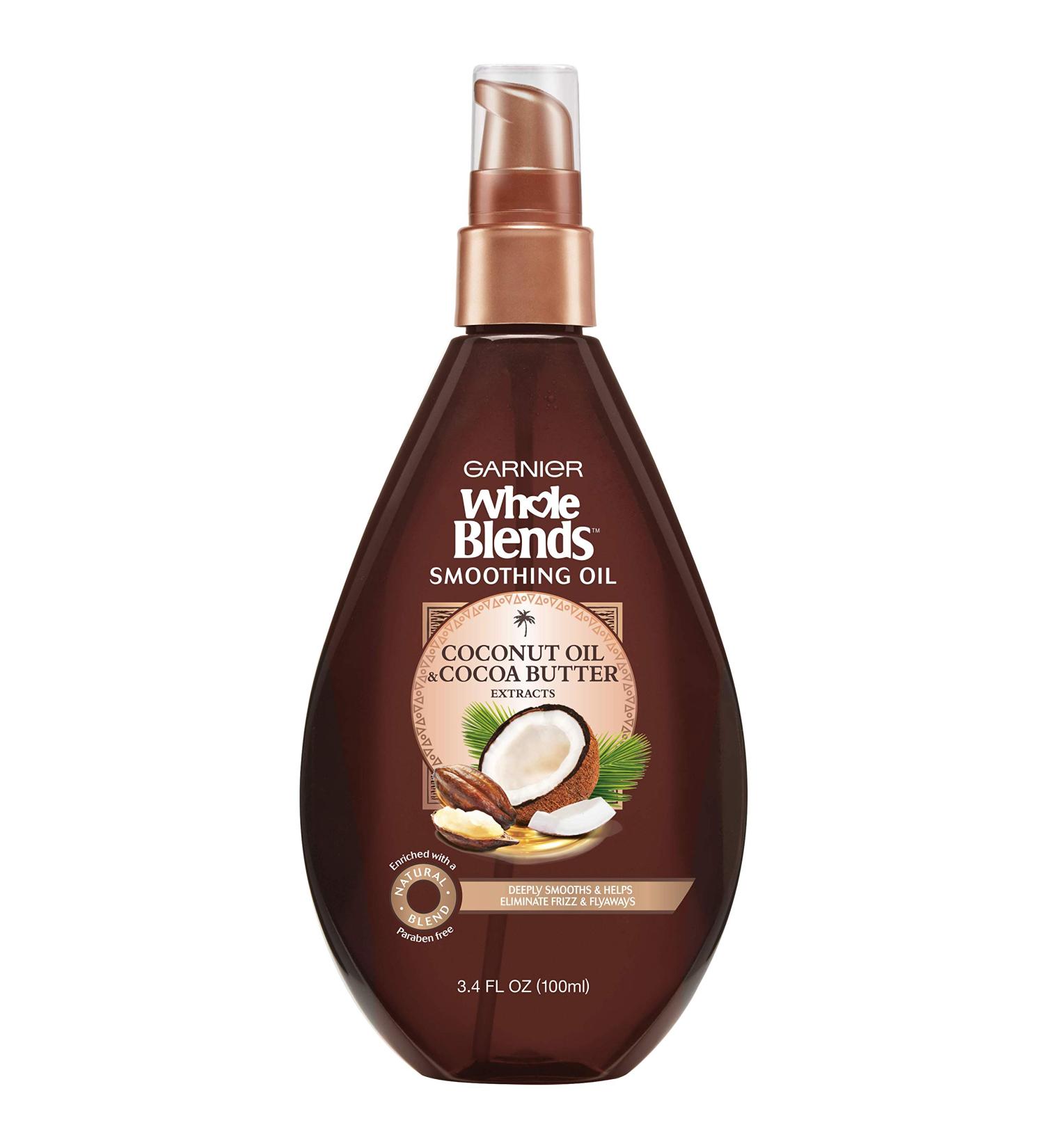 Garnier Whole Blends Coconut Oil & Cocoa Butter Smoothing Oil - 3.4 fl oz (100 ml) - Buy Online on GoSupps.com