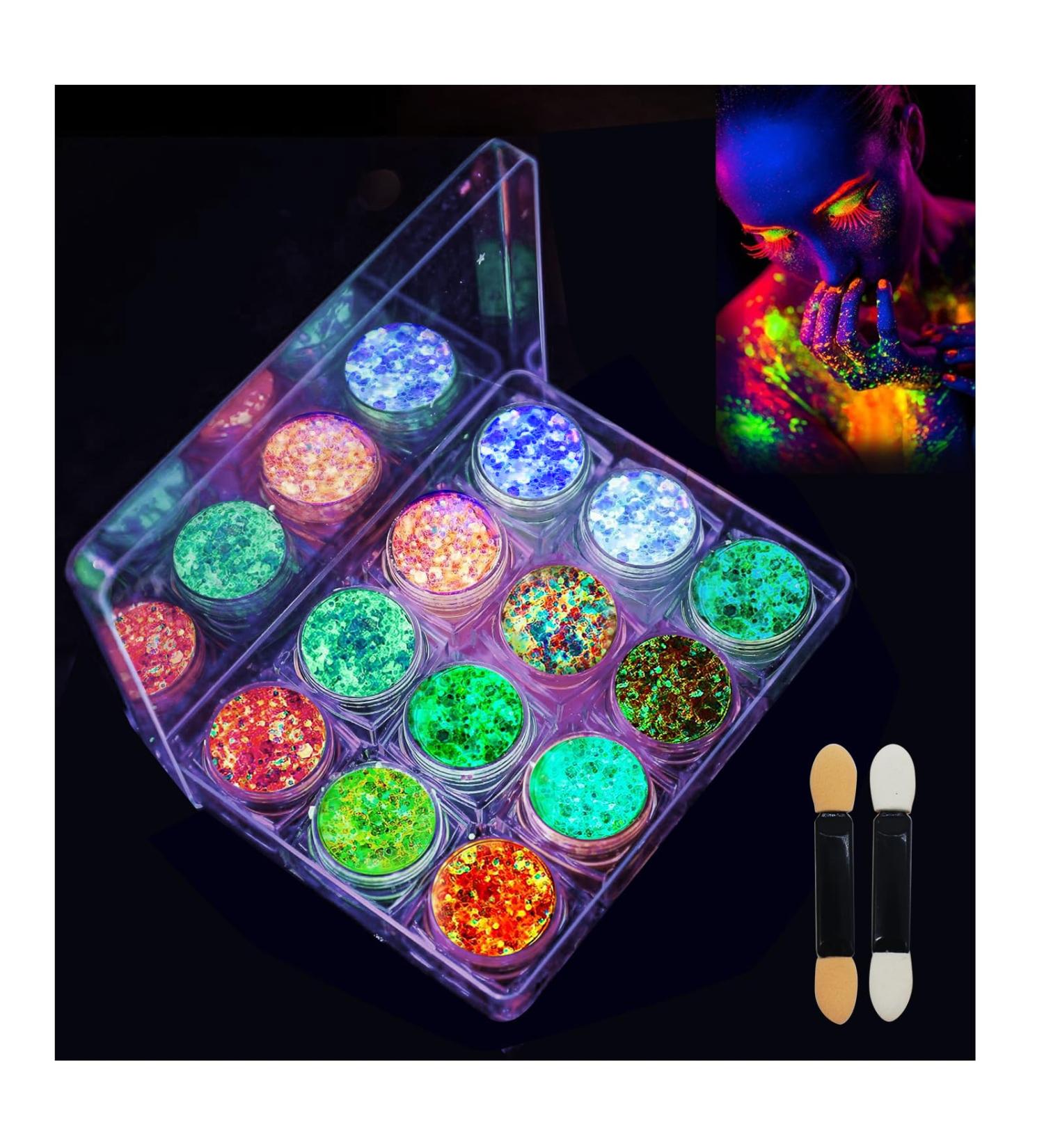  HASAIKA Luminous Body Sequins 12 Bright Colours Glitter Gel for Face Body and Hair Long Lasting Glitter that Does Not Remove - Buy Online on GoSupps.com