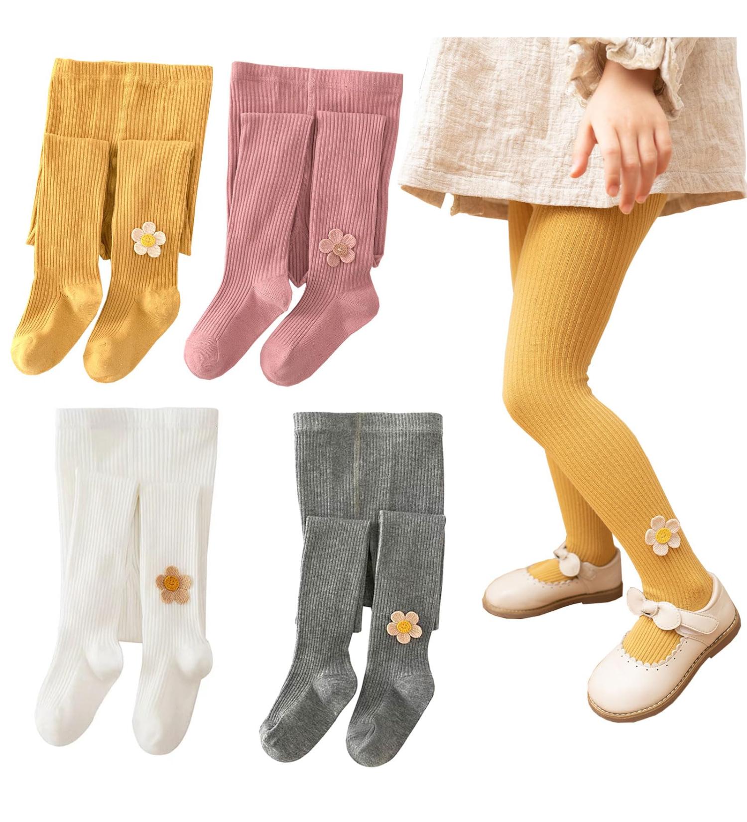 Silkglory Girls Tights 2 Pcs Set | Baby Toddler Leggings | 2-9 Years | White/Grey/Pink/Ginger | Size 2-3 Years - Buy Online on GoSupps.com