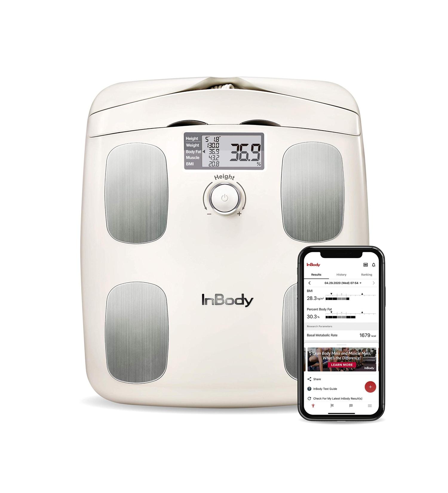 InBody H20N Smart Full Body Composition Analyzer Scale - BMI Measurement Tool with Body Fat & Muscle Mass Analysis - Bluetooth Connected - Beige - Buy Online on GoSupps.com