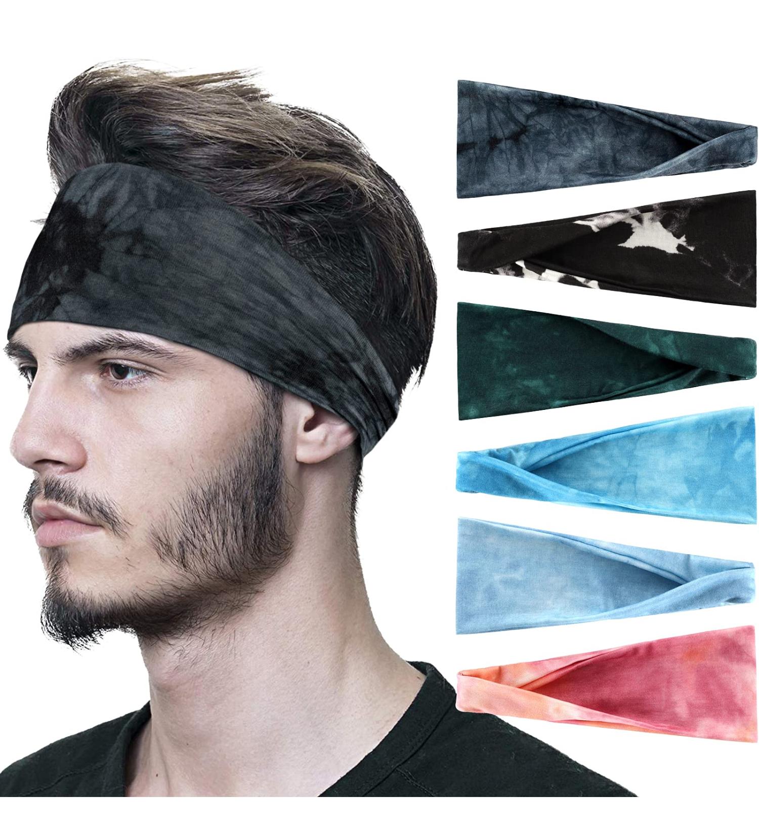 6 Pack Stretchy Sports Headbands for Men - OFFTESTY Moisture Wicking Sweatbands - New Tiedye Design - Buy Online on GoSupps.com