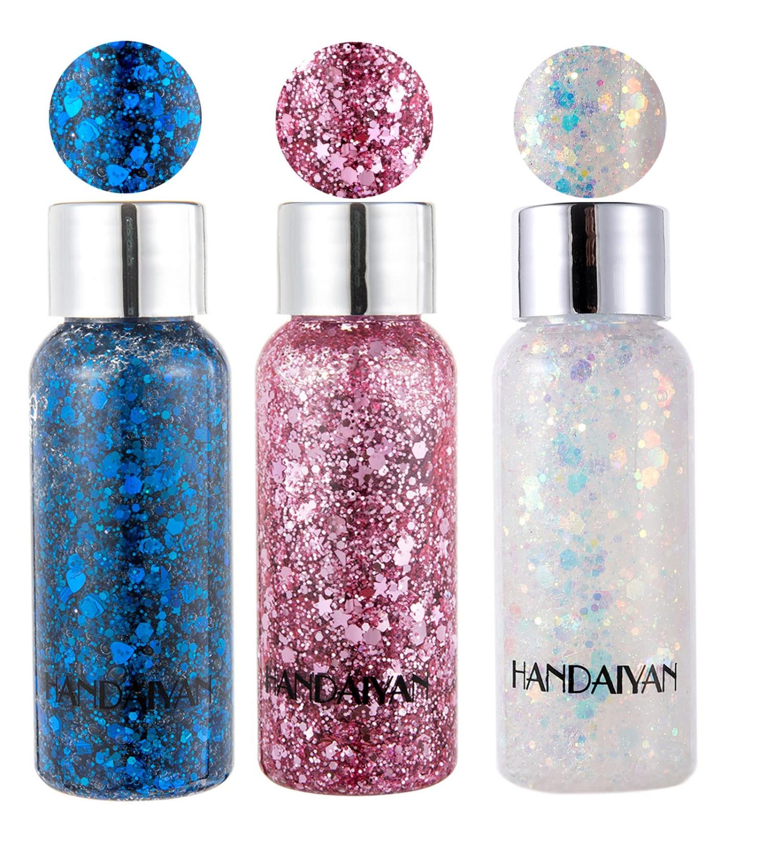 HANDAIYAN 3 Pack Holographic Body Glitter Gel - Mermaid Sequins Chunky Festival Makeup SetB - Buy Online on GoSupps.com