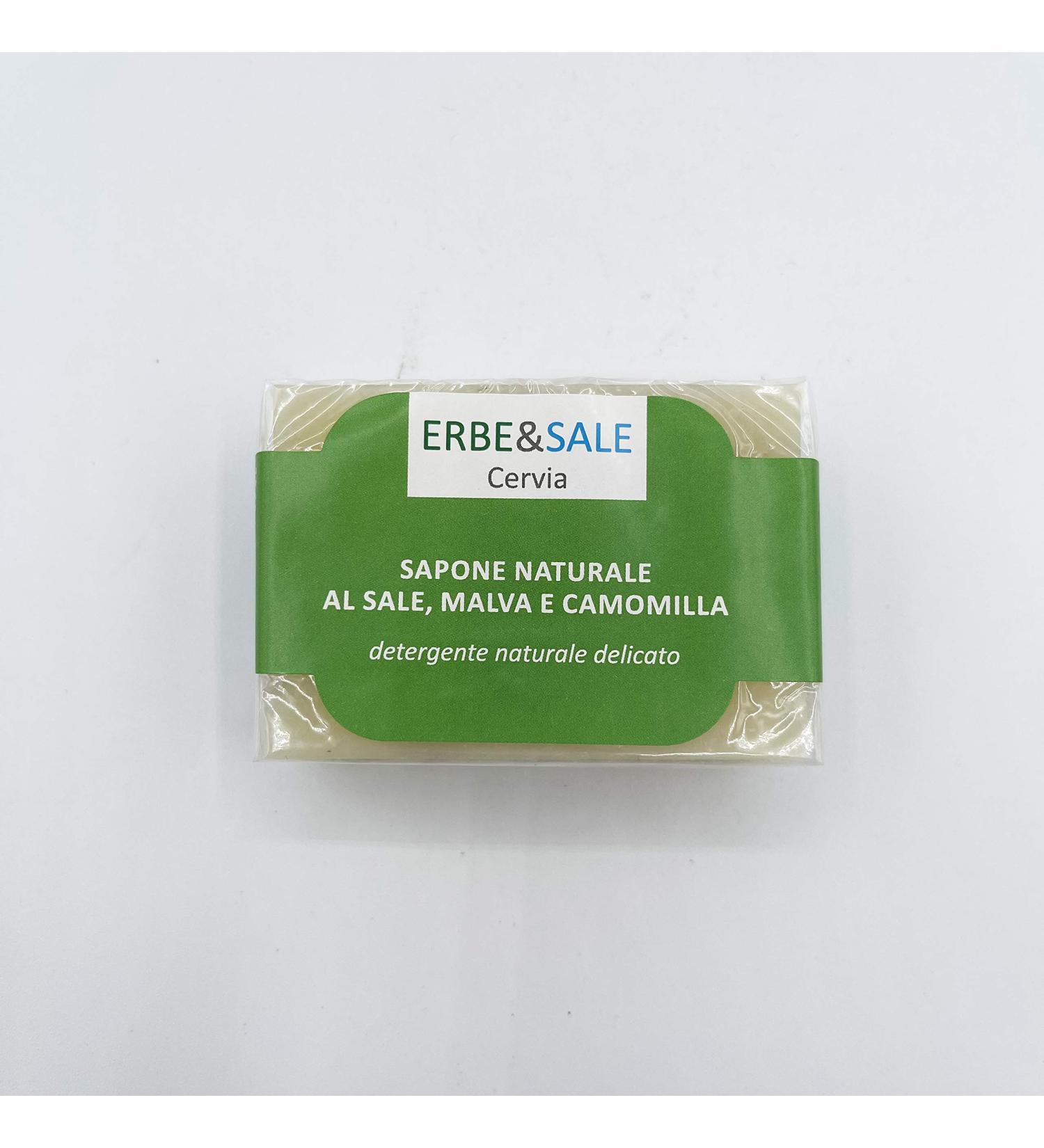 Amarcord Erbe&Sale de Cervia Natural Soap with Salt Mauve and Chamomile Natural Delicate Cleanser 100g Made in Italy